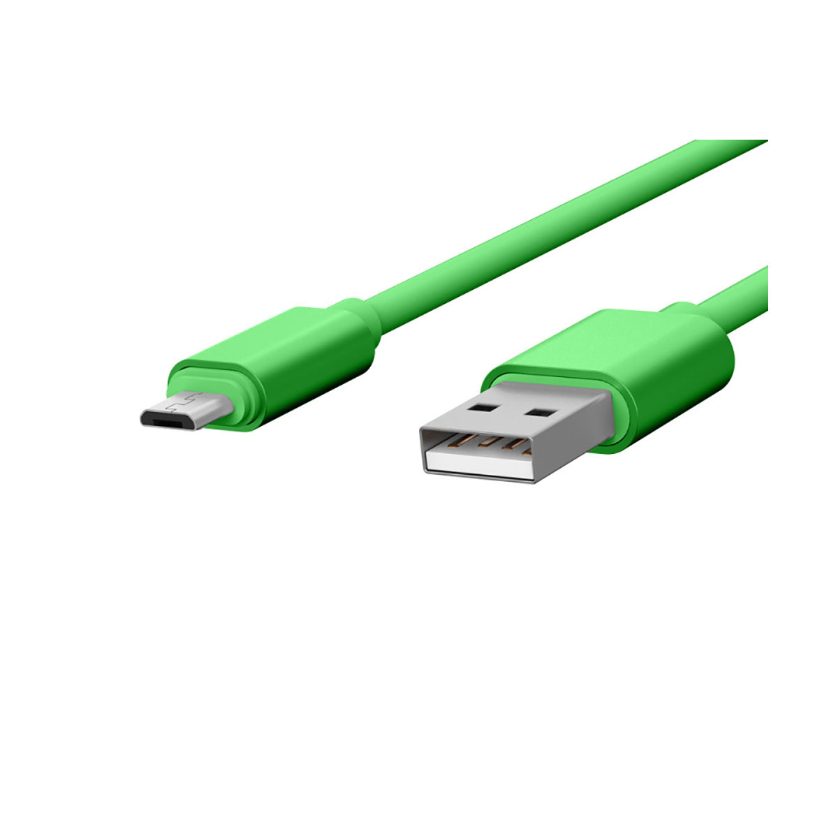 Cavo USB verde con due connettori. Uno è micro-USB e l'altro è USB standard.