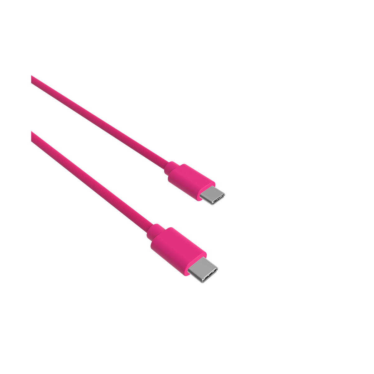 Due cavi USB-C rosa. I cavi sono semplici e hanno connettori USB-C.
