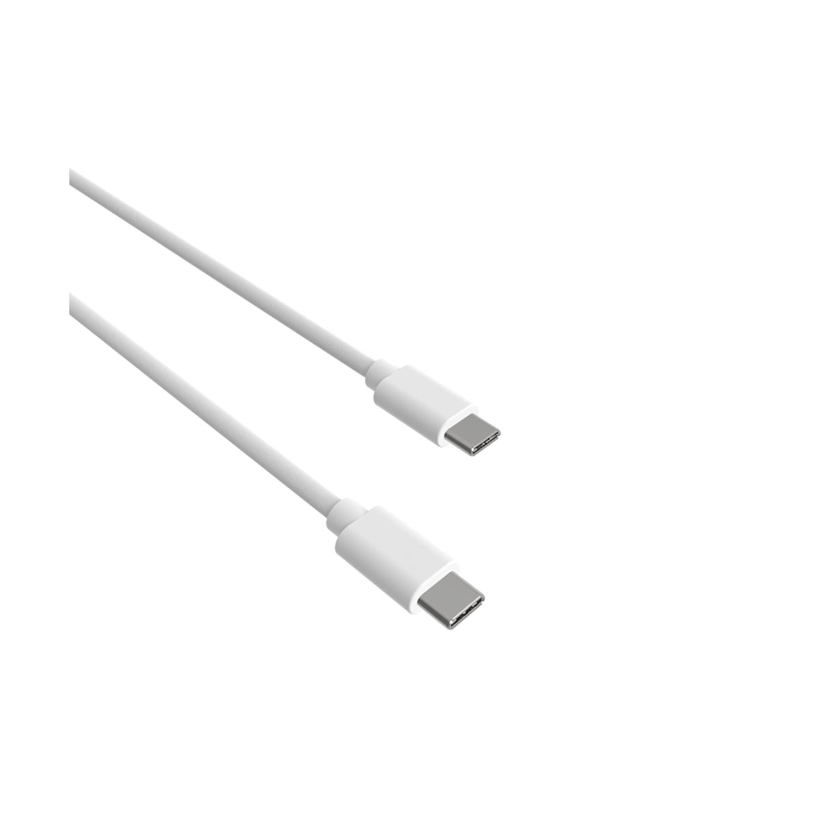 Weiße USB-C-Kabel auf weißem Hintergrund.
