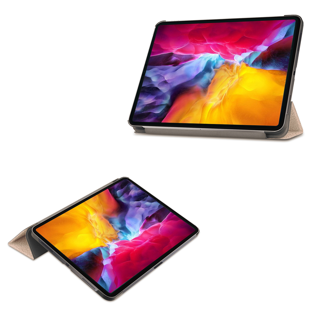 Two tablets in cases. One tablet is open, and the other is closed. Both have a light-colored cover.