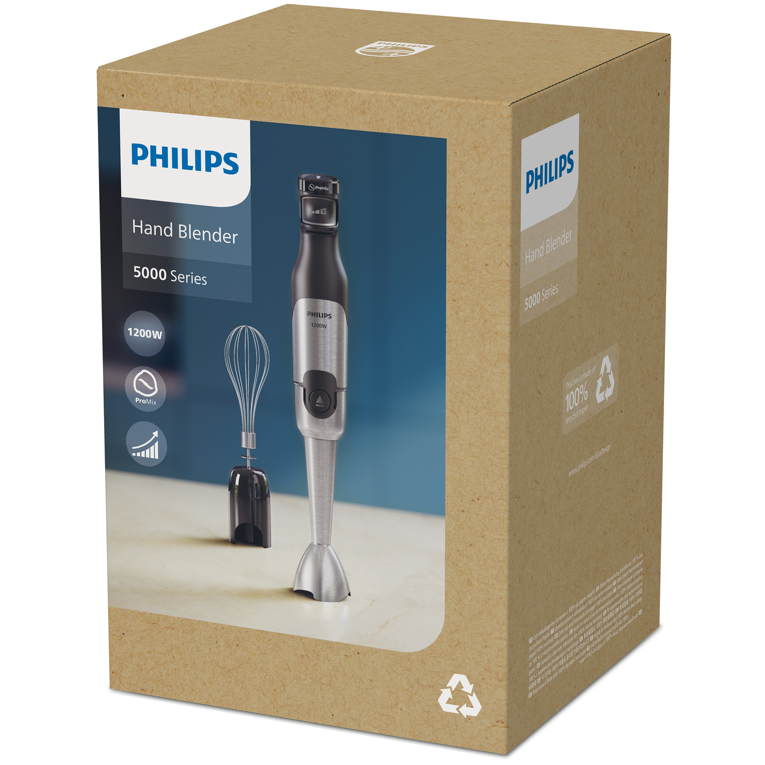 Philips staafmixer in doos. Inclusief mixer, garde en doosinfo.