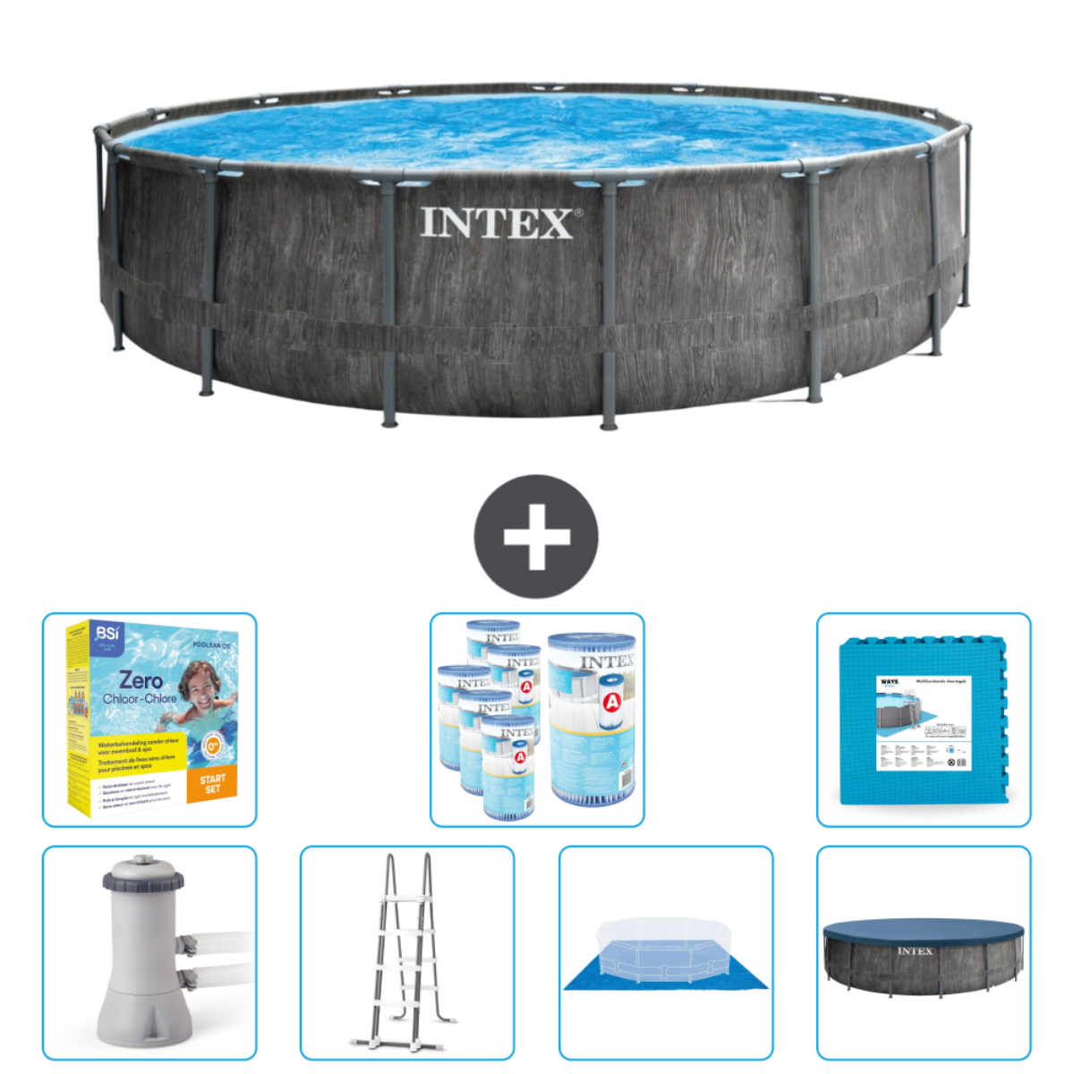 Round pool, accessories below.