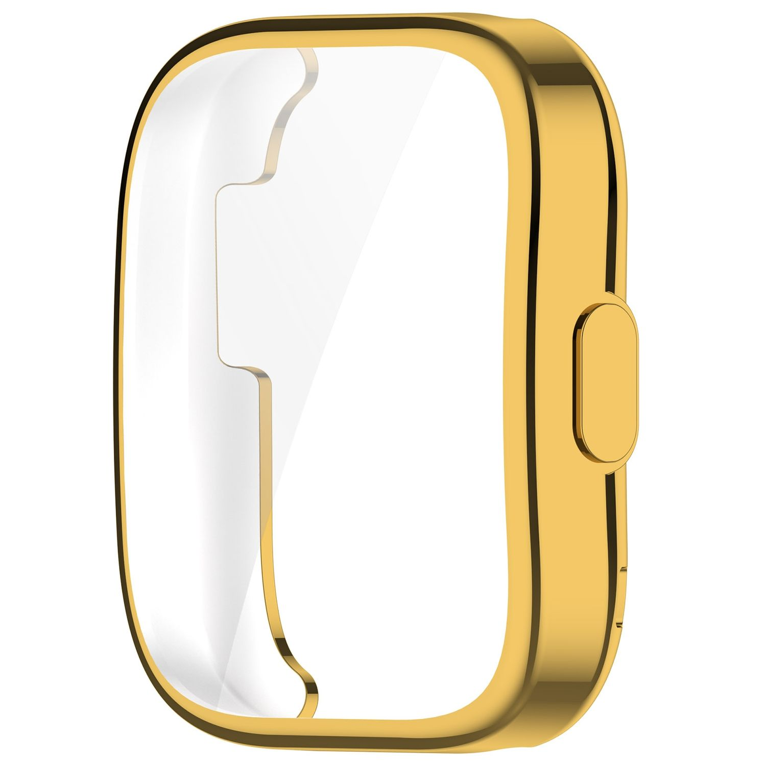Goldfarbene Hülle für eine Smartwatch. Es hat eine Öffnung für den Bildschirm.
