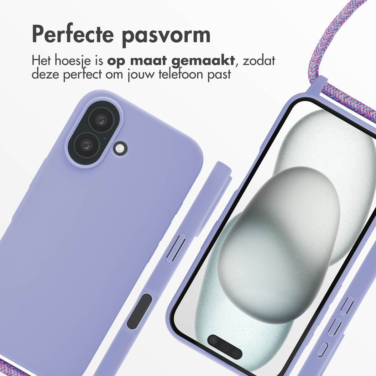 Lila Handyhülle, mit Telefon darin. Die Hülle ist offen, ein Telefonbildschirm ist sichtbar.