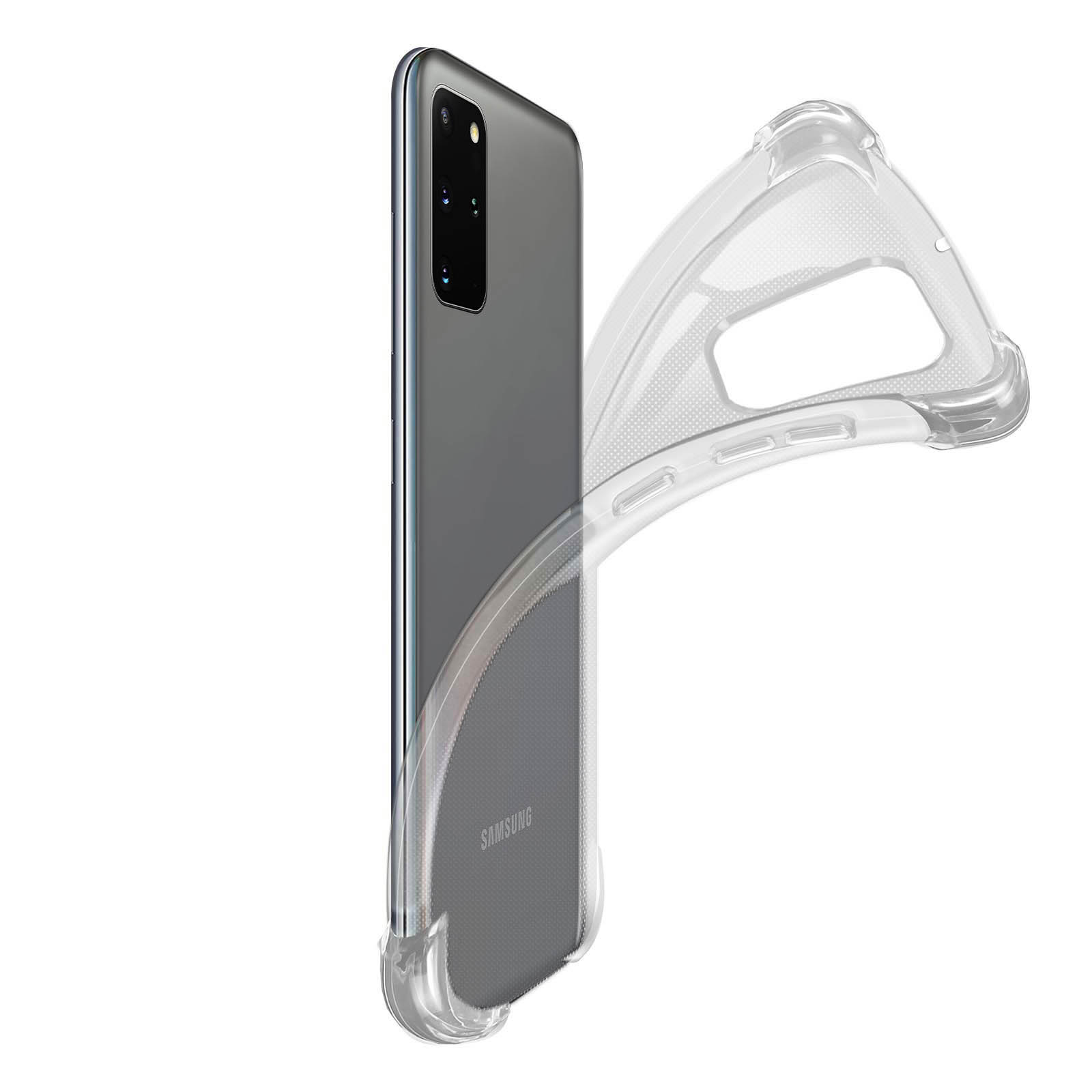 Una custodia trasparente per telefono su un telefono grigio, con la custodia leggermente staccata.
