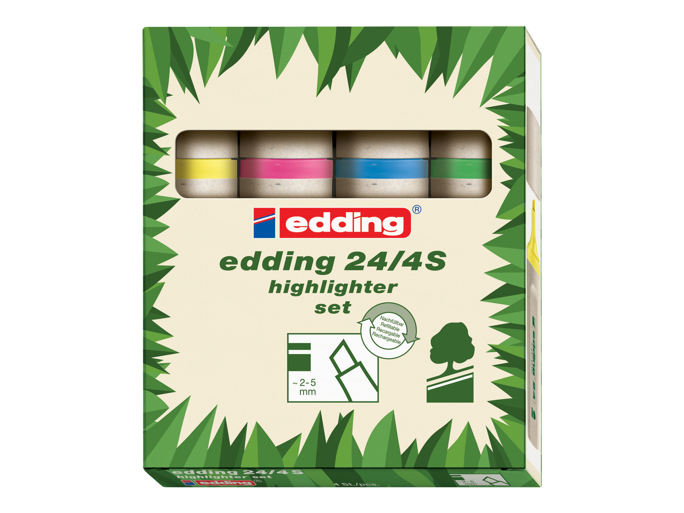 Una scatola di set di evidenziatori Edding 24/4S.