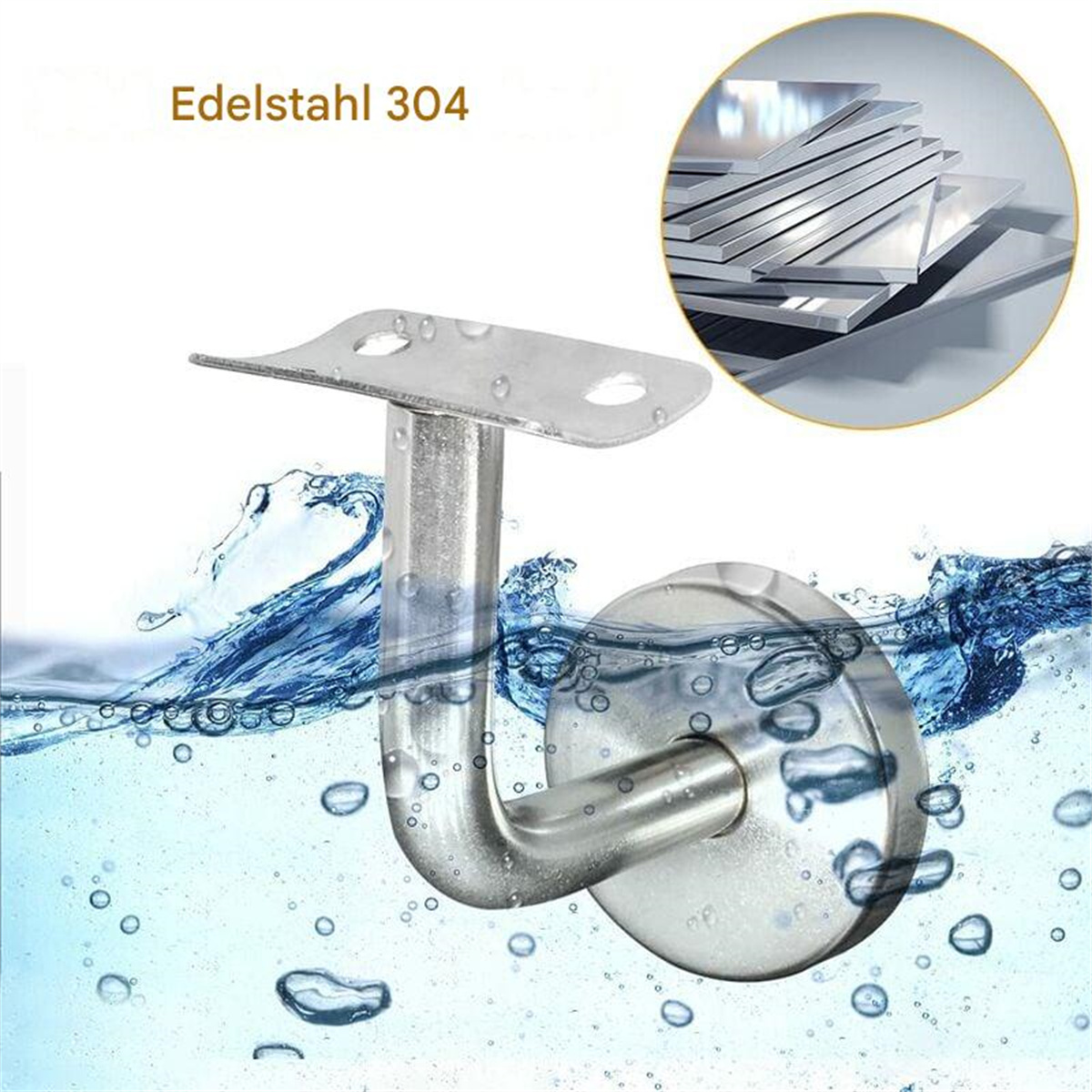 Edelstahl-Handlaufkomponente über Wasser.
