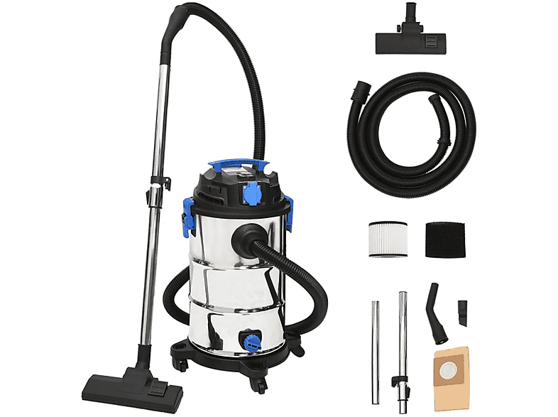 FLYSTAR Industrieller Nass-Trockensauger 1200W 30L Staubsauger, maximale Leistung: 1200 Watt, Silber)