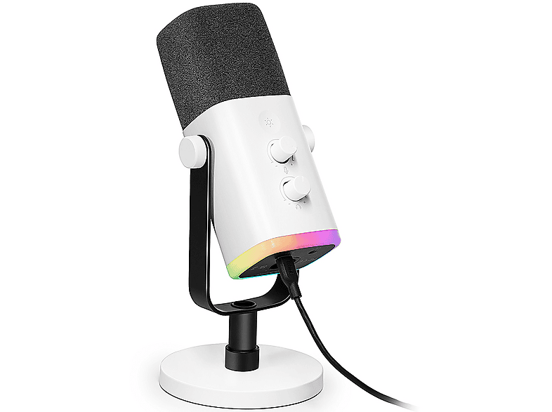 FIFINE AM8 Oyuncu XLR USB RGB Dinamik Kablolu Yayıncı Bilgisayar Mikrofonu Beyaz