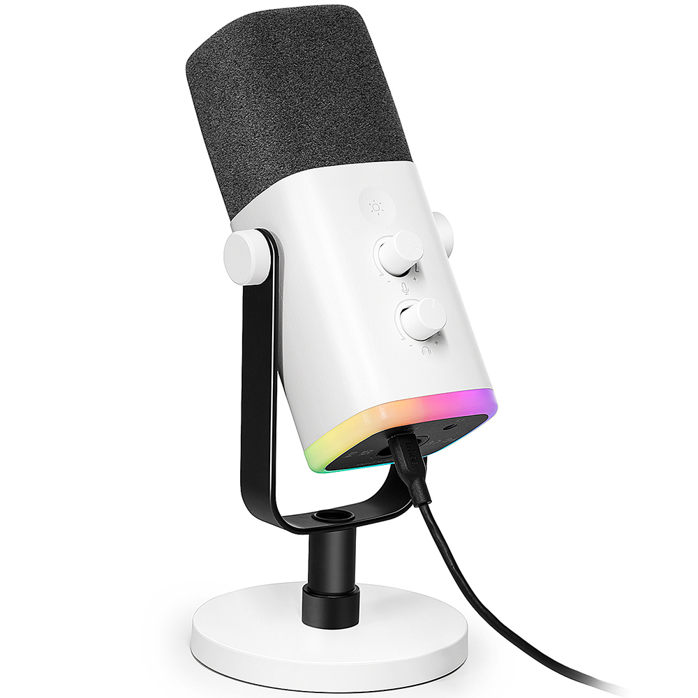 FIFINE AM8 Oyuncu XLR USB RGB Dinamik Kablolu Yayıncı Bilgisayar Mikrofonu Beyaz