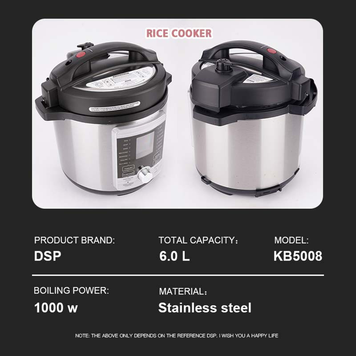 Zwei silberne Reiskocher. Die Marke ist DSP. Die Kapazität beträgt 6,0 Liter. Edelstahlmaterial.