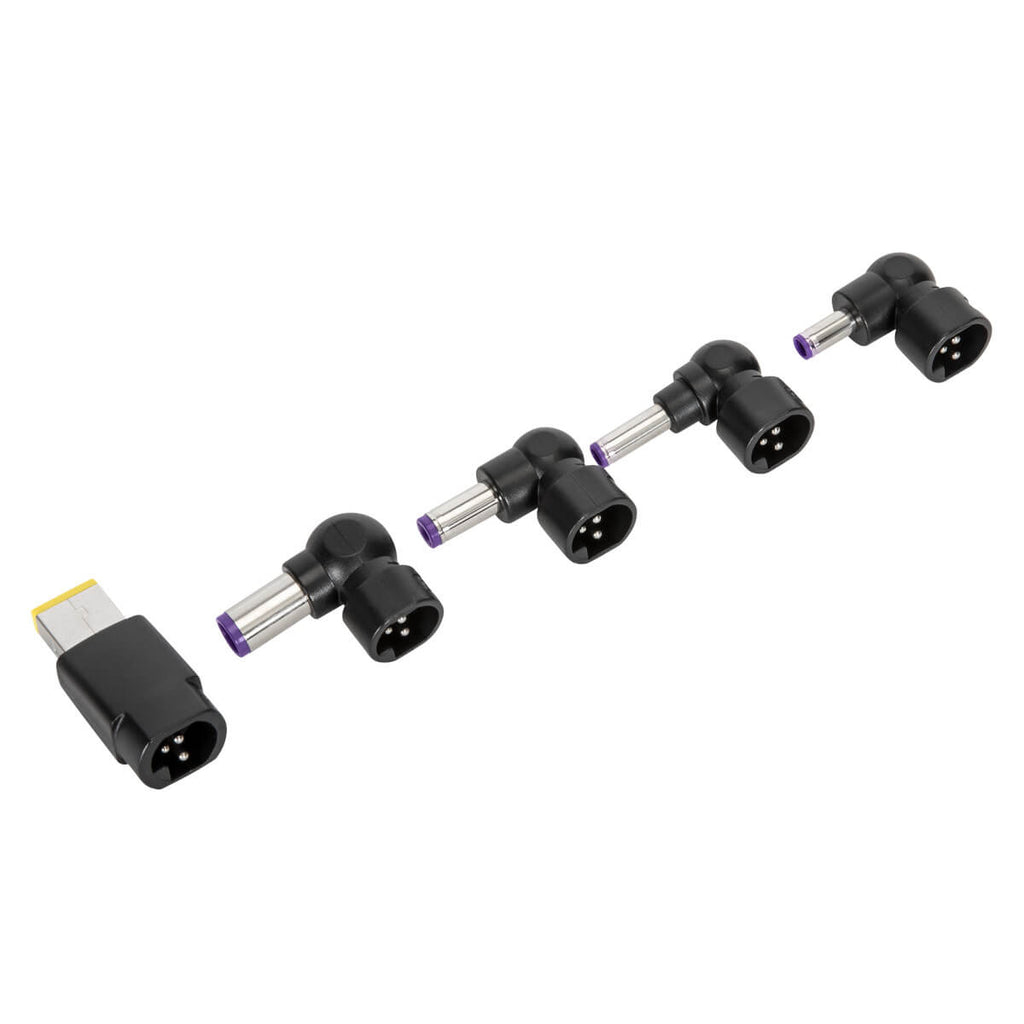 Set di connettori per adattatore di alimentazione per laptop, incluso USB-C.
