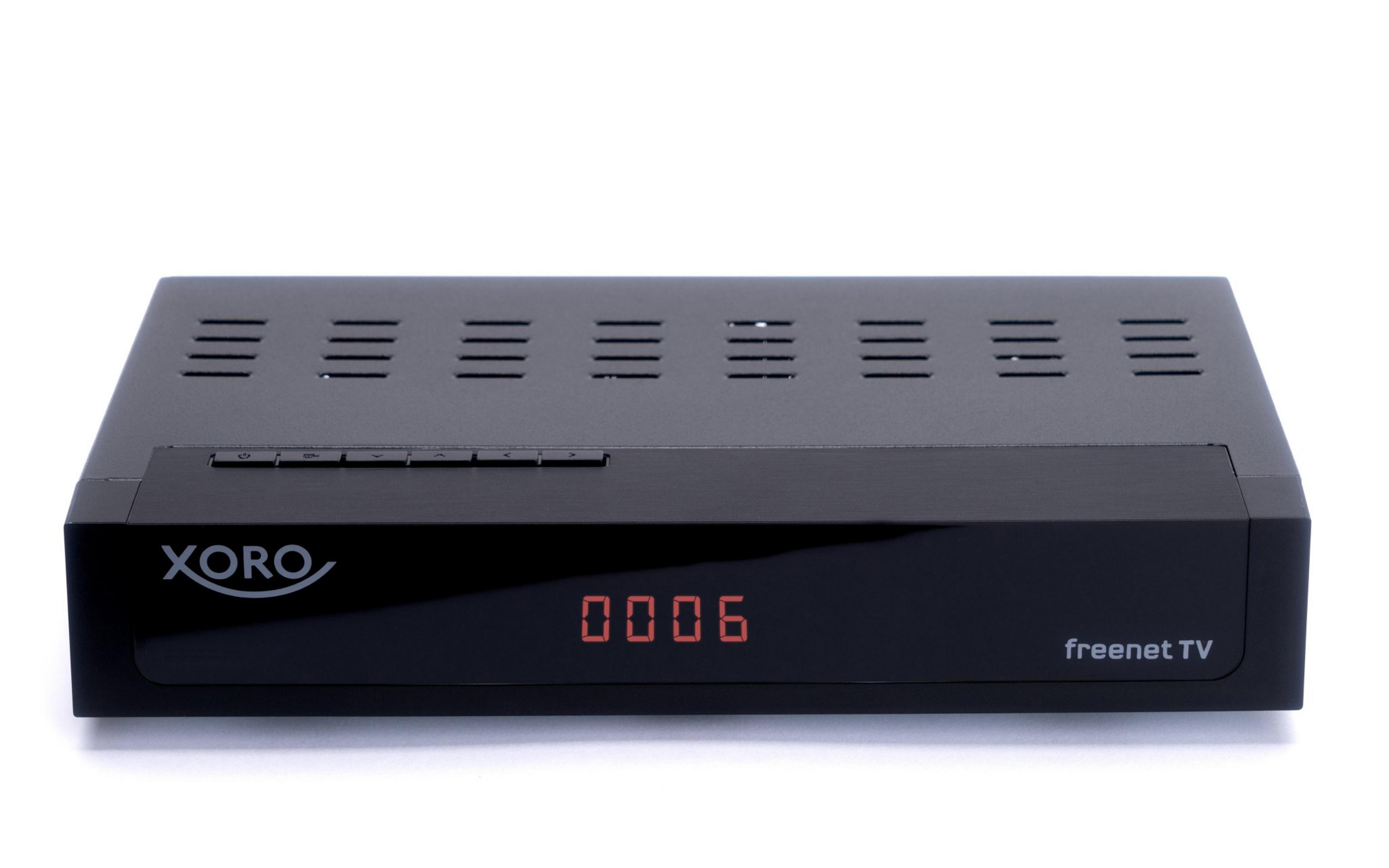 Ricevitore TV Xoro nero con display '0006' e nome del marchio.