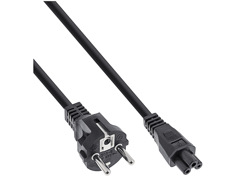 InLine Netzkabel Für Notebook – 3-polige Kupplung, Schwarz, 1 M Länge