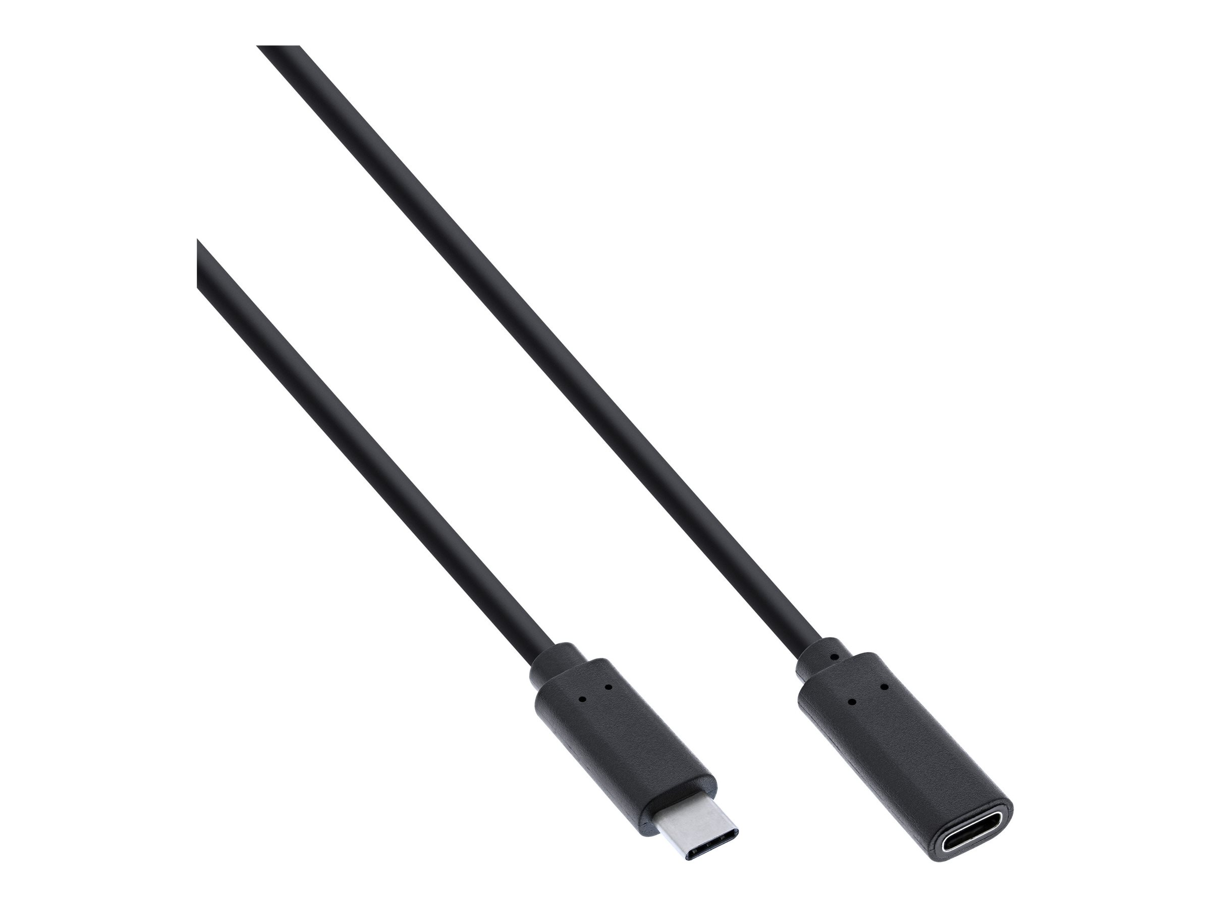 Cavo USB-C a USB-C nero, con due connettori, su sfondo bianco.