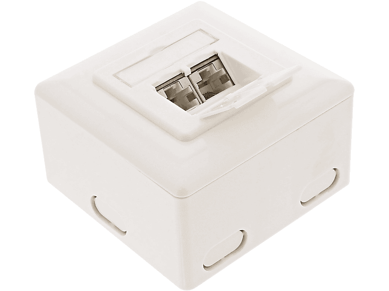 INLINE InLine® Cat.6 Anschlussdose, AP/UP 2x RJ45 Buchse, RAL9010, weiß ...