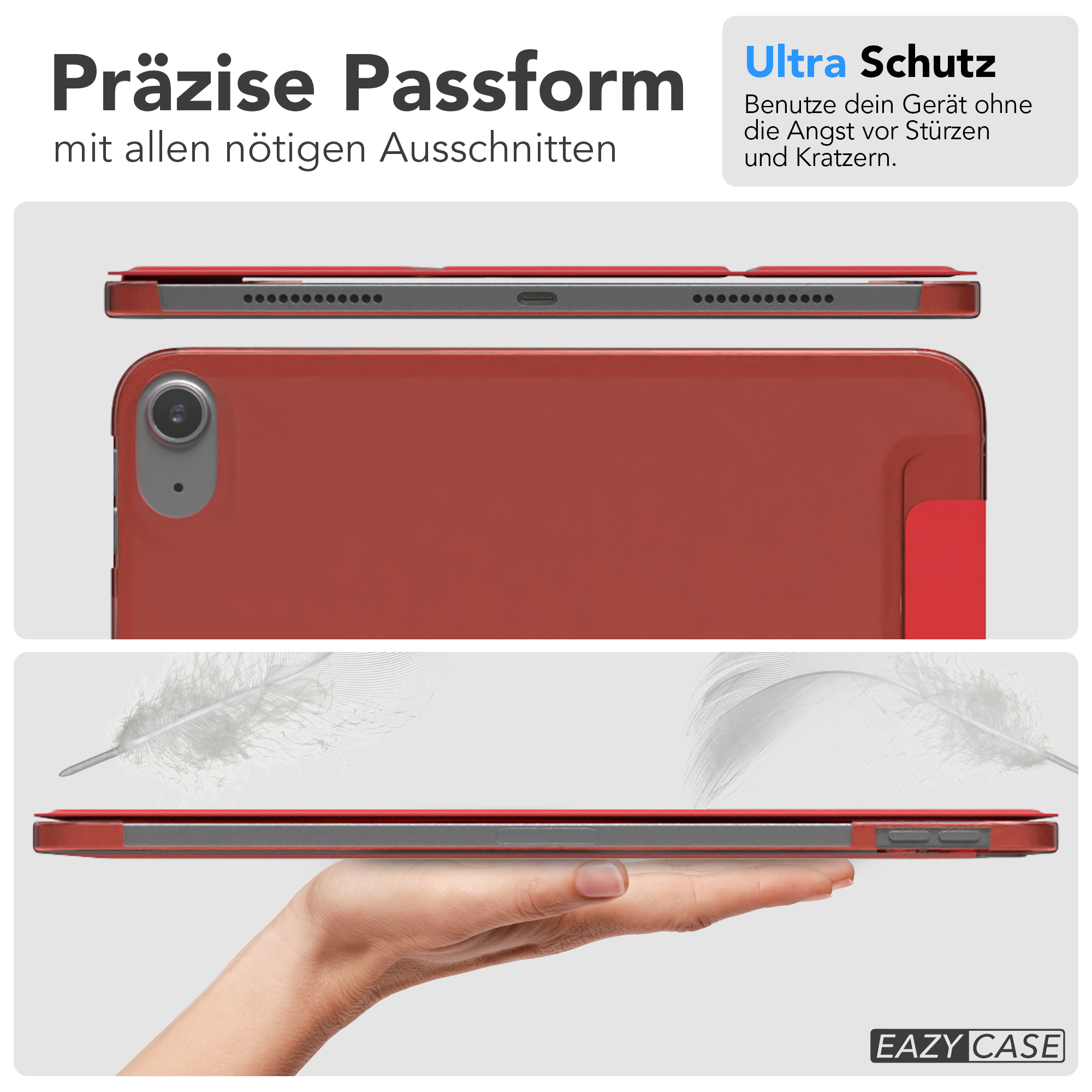 Rote Tablethülle. Sie hat eine präzise Passform und bietet Ultra-Schutz vor Stürzen und Kratzern.