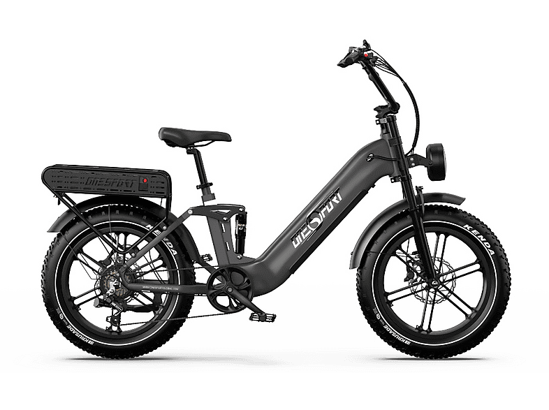 ONESPORT OT08 Pro All Terrain Bike (ATB) (Laufradgröße: 20 Zoll, Rahmenhöhe: 120 cm, Unisex-Rad, 468 Wh, Grau)