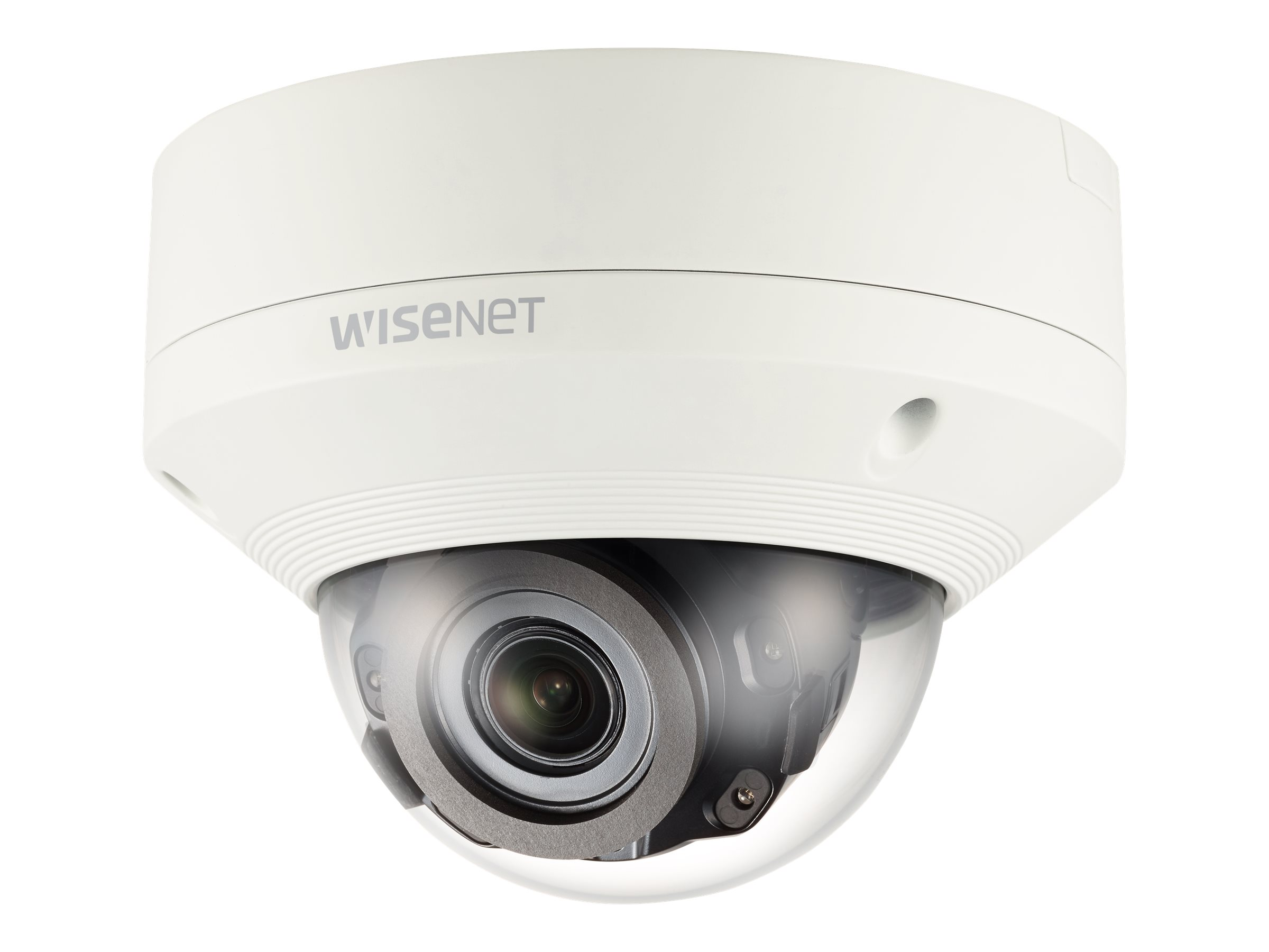 Telecamera a cupola bianca con logo Wi-SUNET.