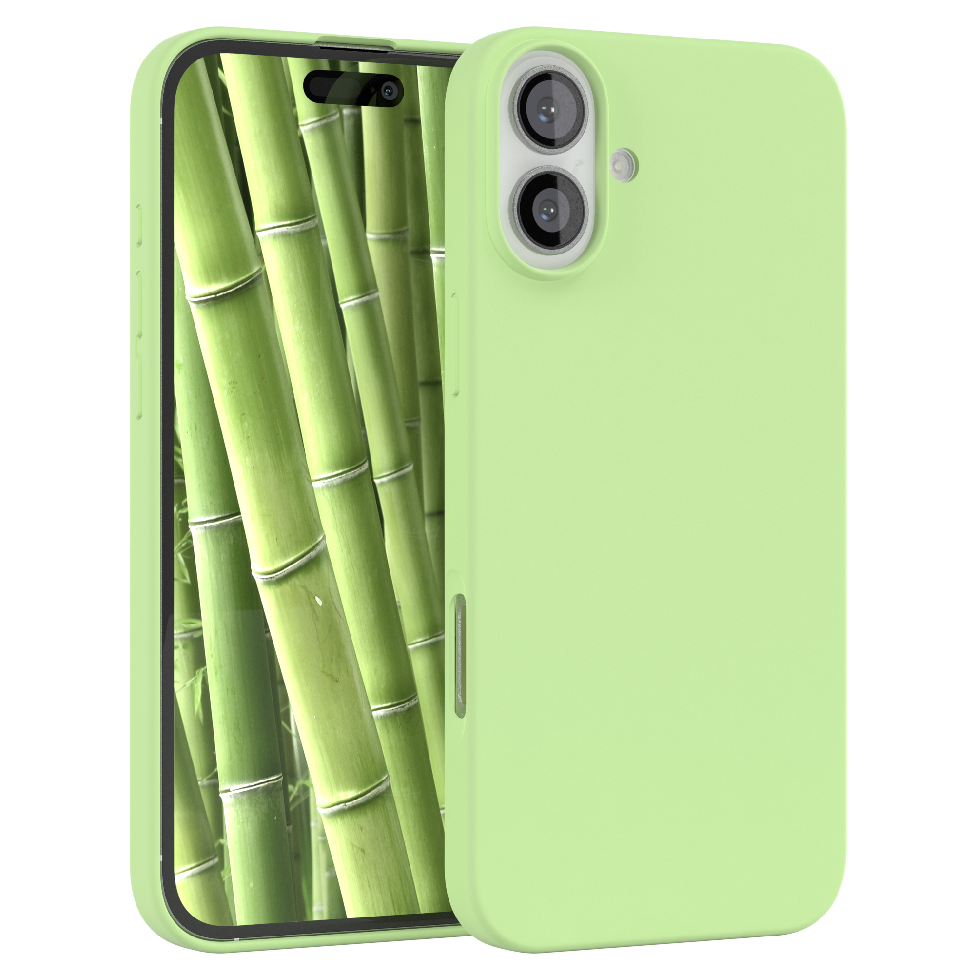 Zwei grüne Telefone. Eines hat Bambus-Hintergrund, das andere ist grün.
