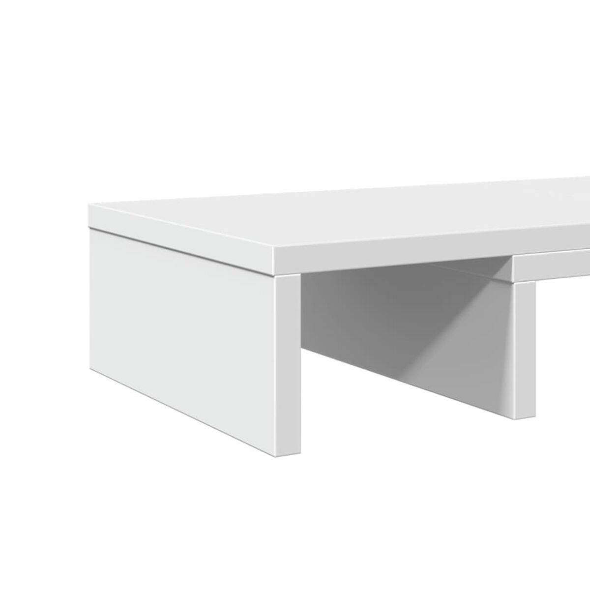 Ein weißer rechteckiger Couchtisch mit einfachem Design und minimalistischer Ästhetik.