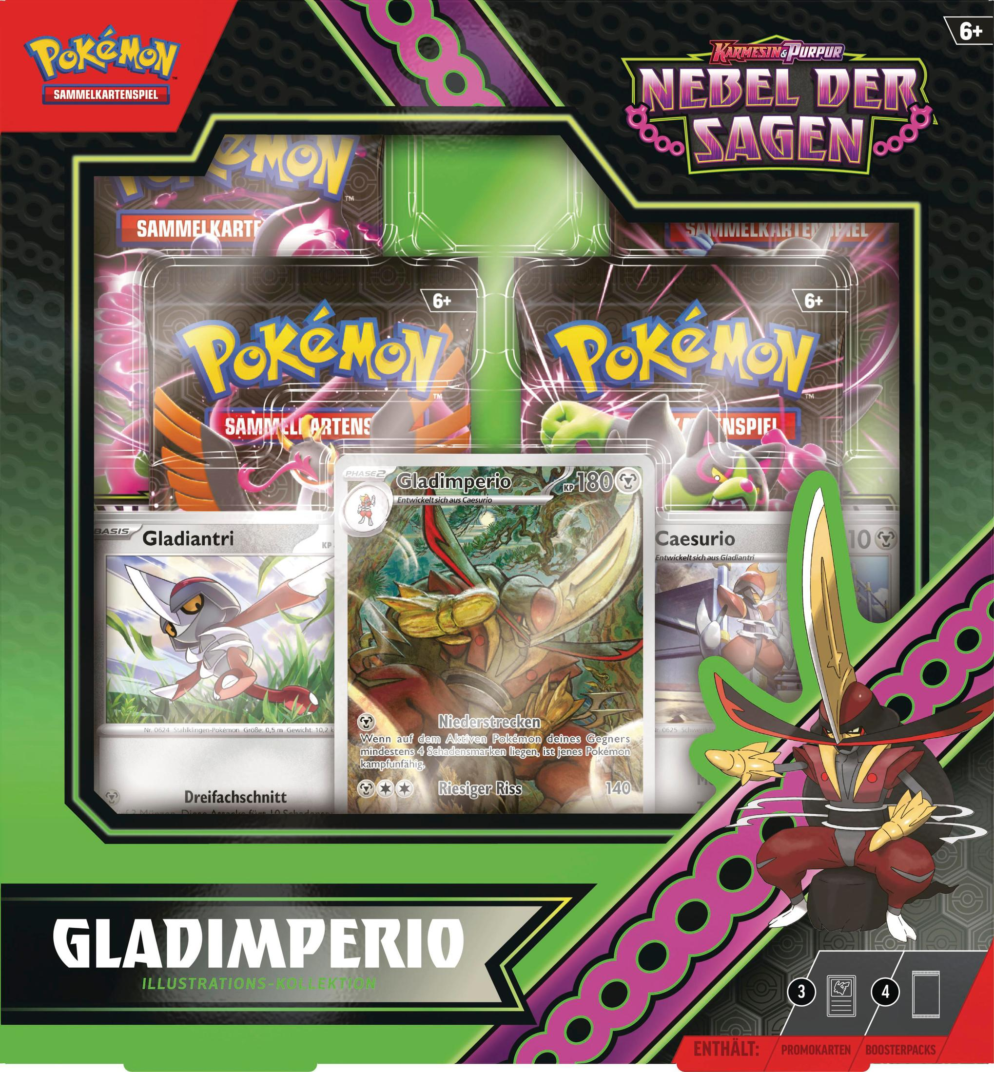 Pokémon-Kartenset mit Gladimperio. Enthält Booster-Packs und eine Karte mit dem Pokémon Gladimperio.