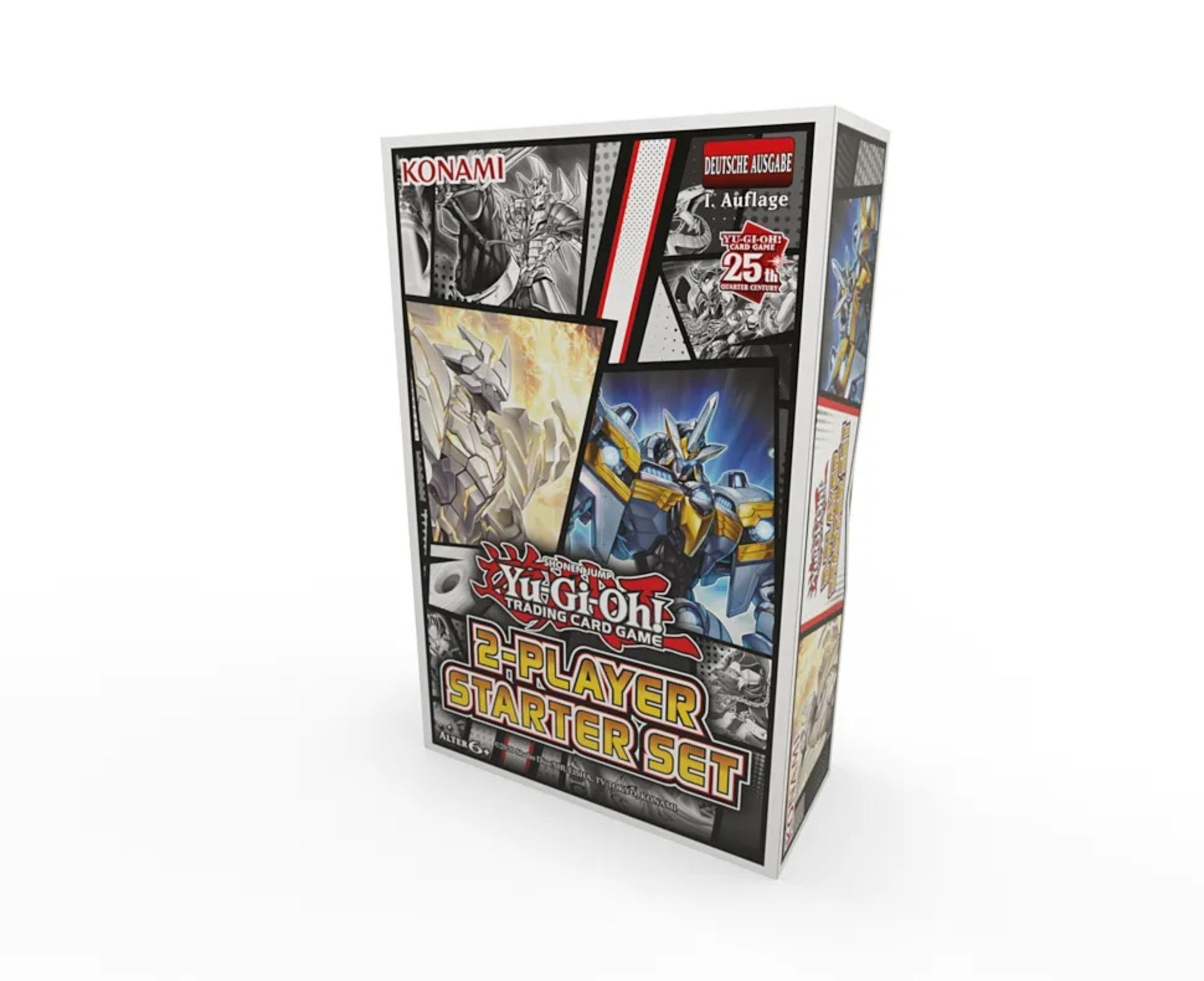 Yu-Gi-Oh! 2-Spieler-Starter-Set-Box. Mit Kartenkunst und Spieldetails.