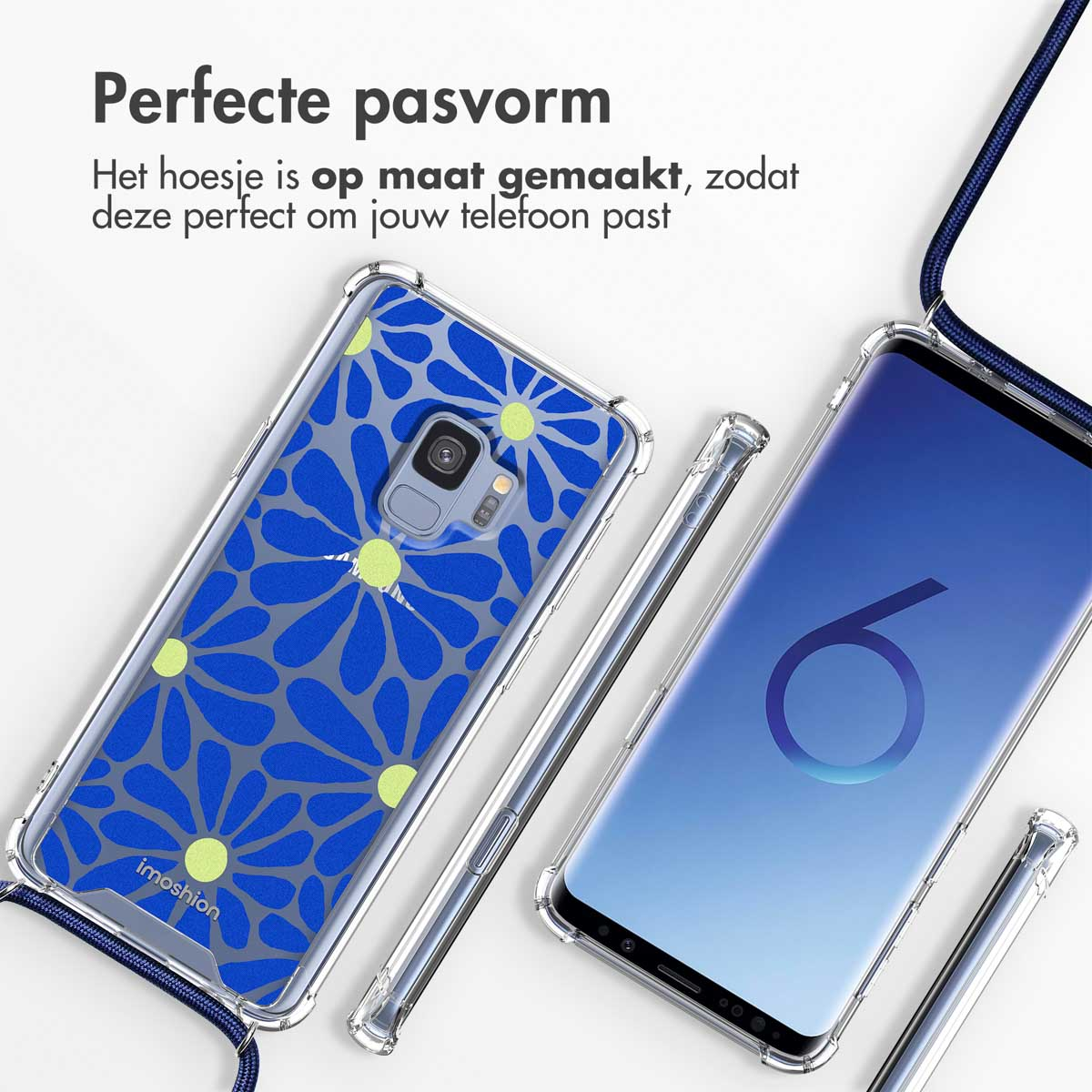 Deux coques de téléphone à motifs floraux, montrant un ajustement parfait avec le téléphone et la lanière.
