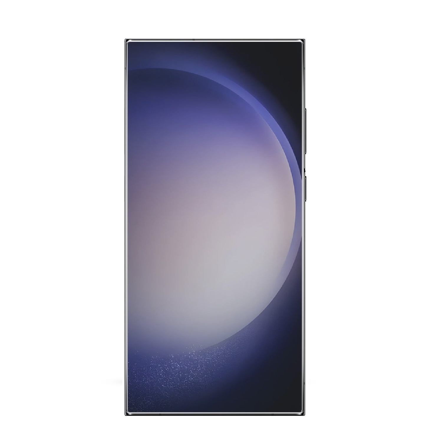 Ein Smartphone mit einem Bildschirm, der ein abstraktes Design und einen Metallrahmen zeigt.