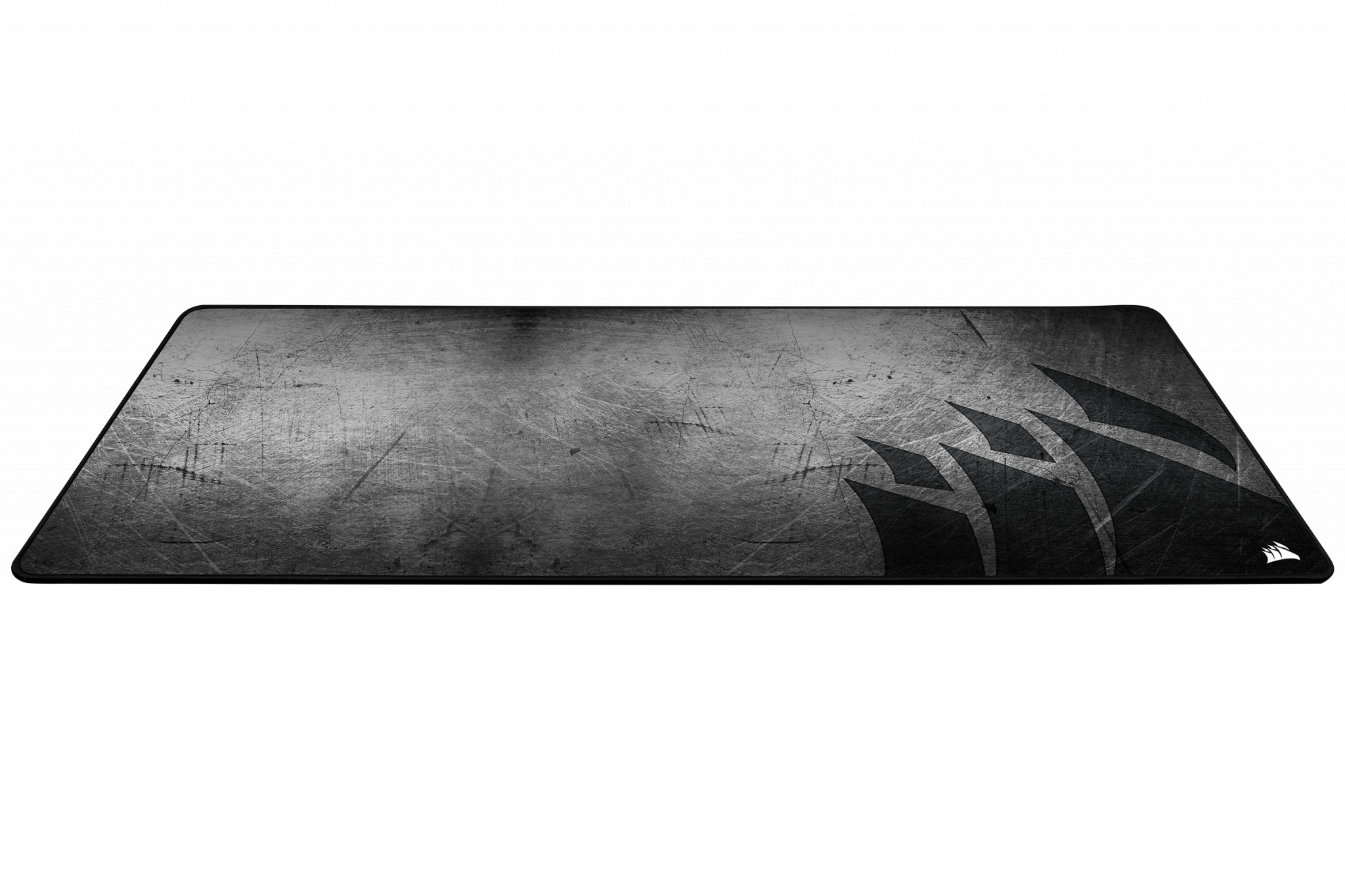 Czarna mysz do gier z kilkoma bocznymi przyciskami i logo. Mysz ma czarny kabel.