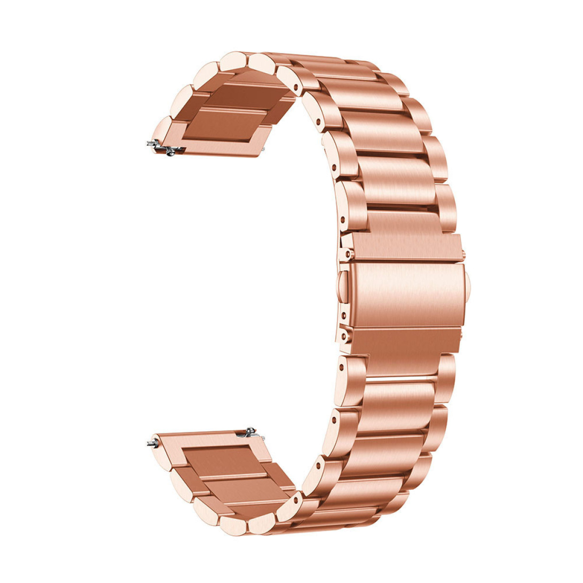 Cinturino per orologio color oro rosa, accessorio in stile bracciale in metallo, in studio.