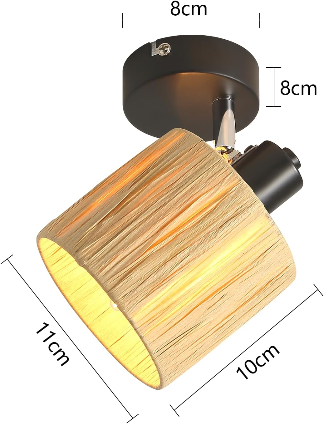 Czarny i złoty element oświetleniowy z wyświetlonymi wymiarami.