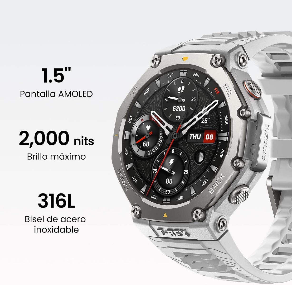 Smartwatch AMAZFIT T-Rex 3 Lava Srebrno-czerwony