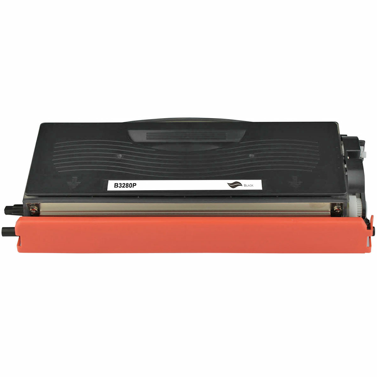 Eine schwarze Druckerpatrone mit orangefarbenem Sockel. 'B3280P' steht oben drauf.