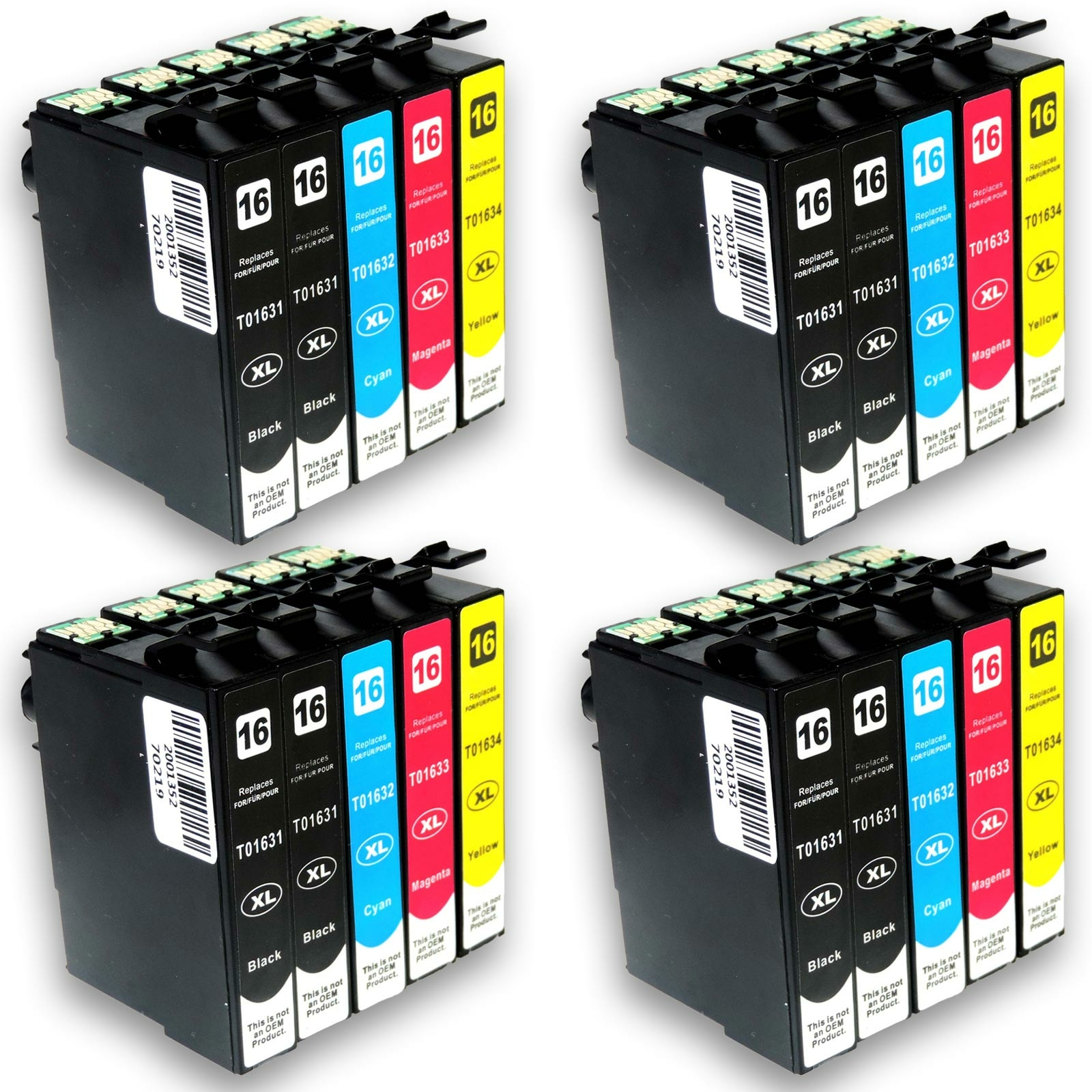 Eine Tintenpatrone für einen Drucker, grau mit sichtbaren Zahnrädern. Das Etikett lautet K5430K Schwarz.