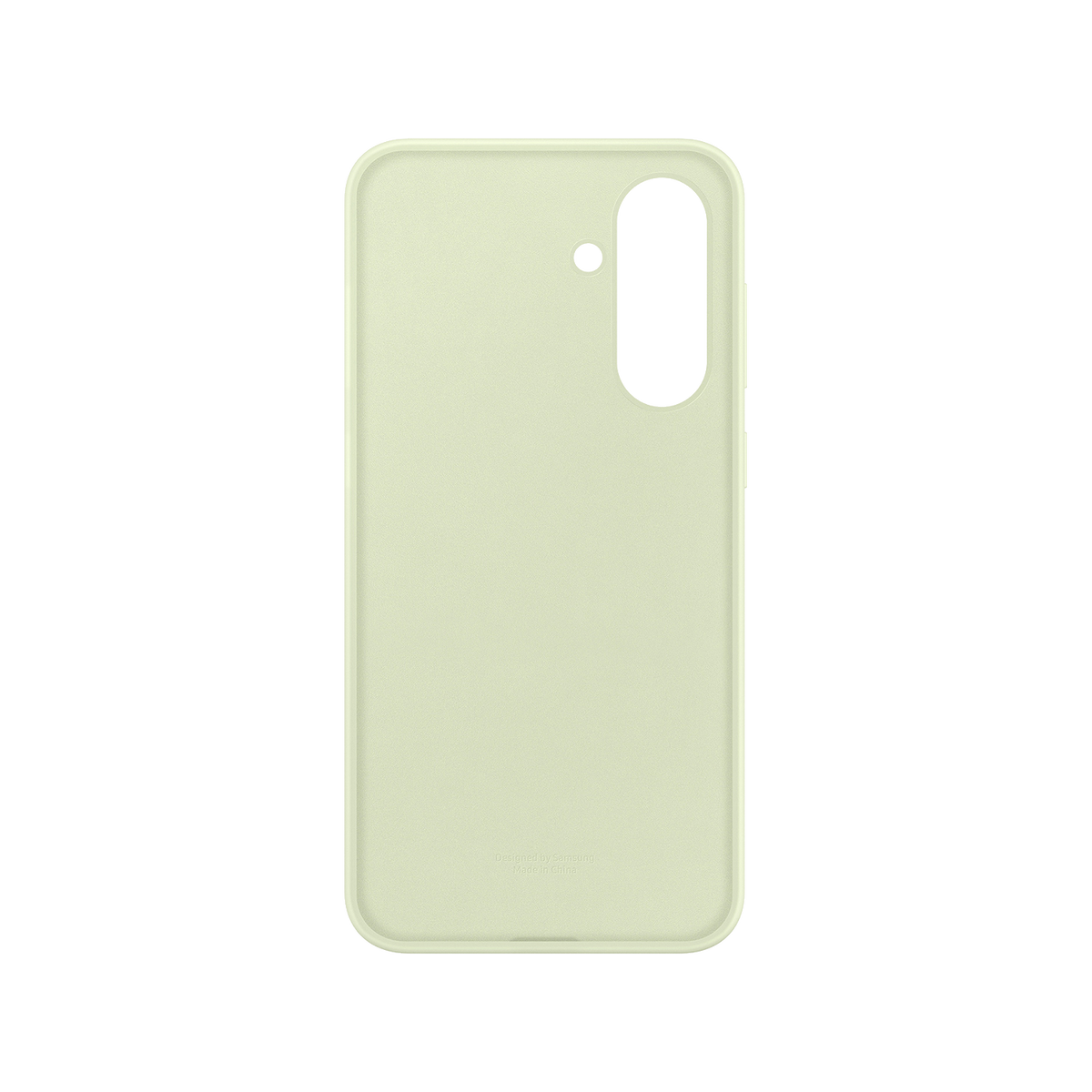 Custodia per telefono verde chiaro con ritaglio per fotocamera, su sfondo nero.