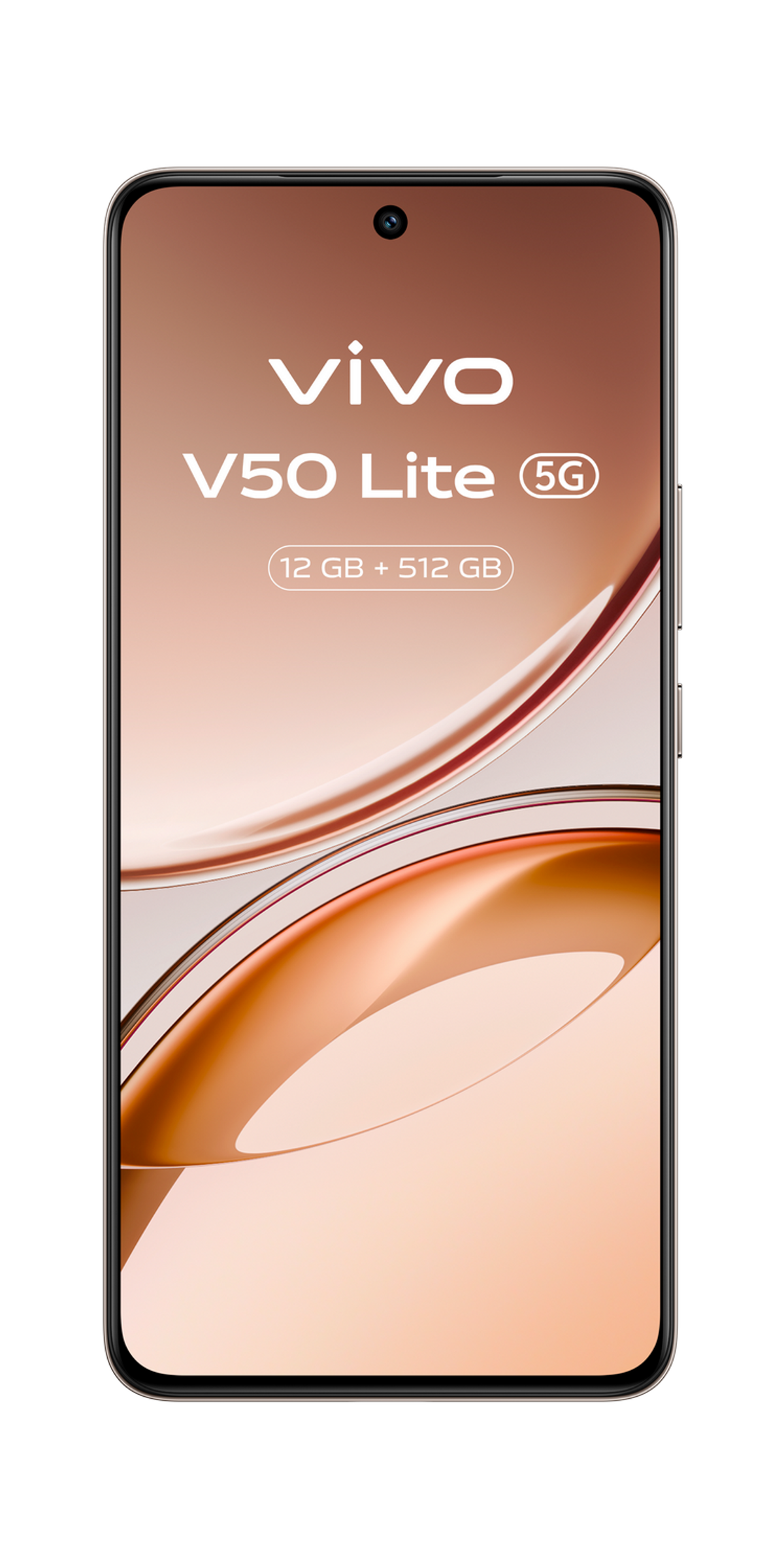 Smartfon z brązowym gradientem na plecach i przednim ekranem z logo Vivo i szczegółami.