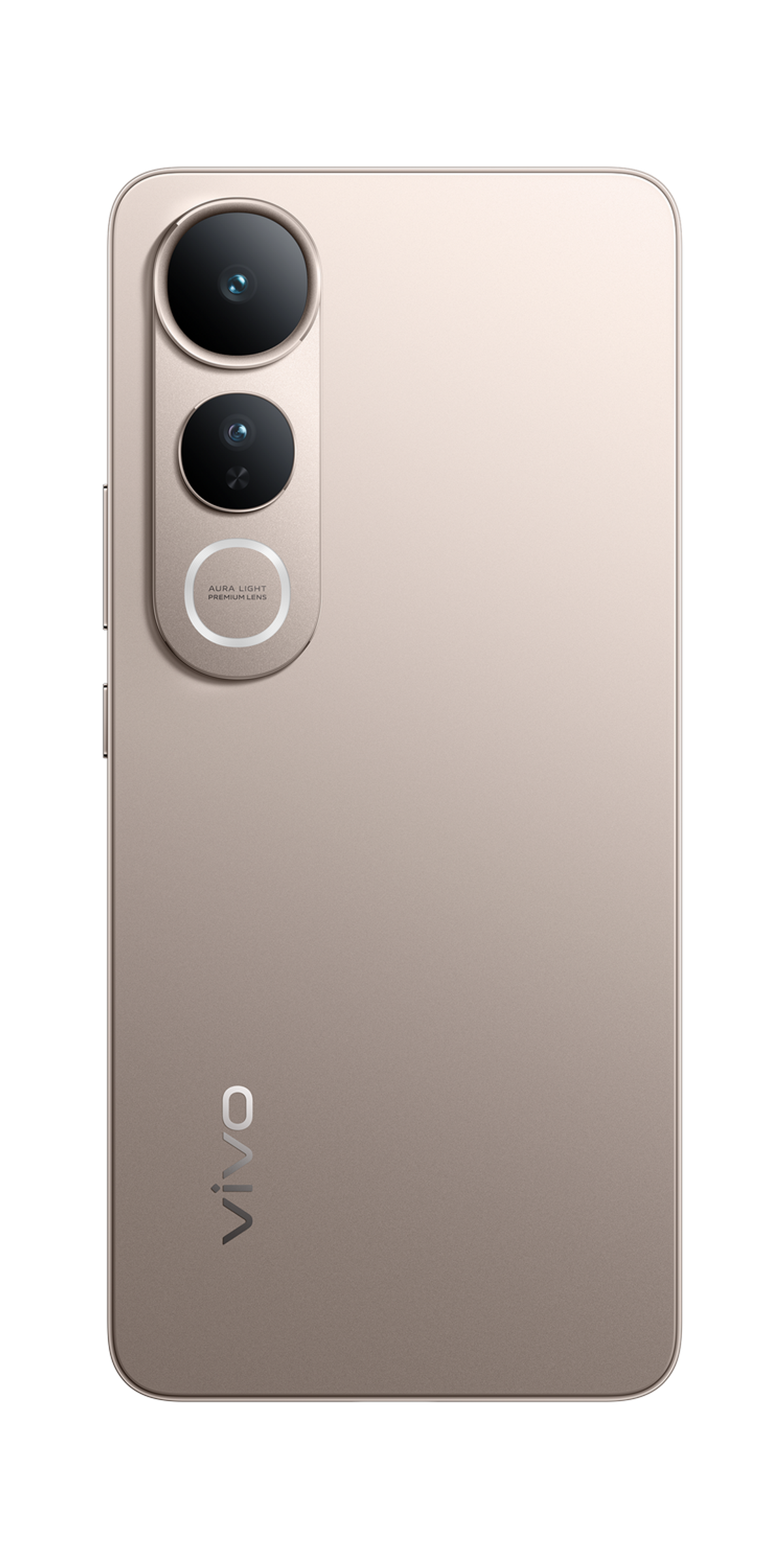 Telefon z trzema aparatami i gładkim, złotym tyłem.