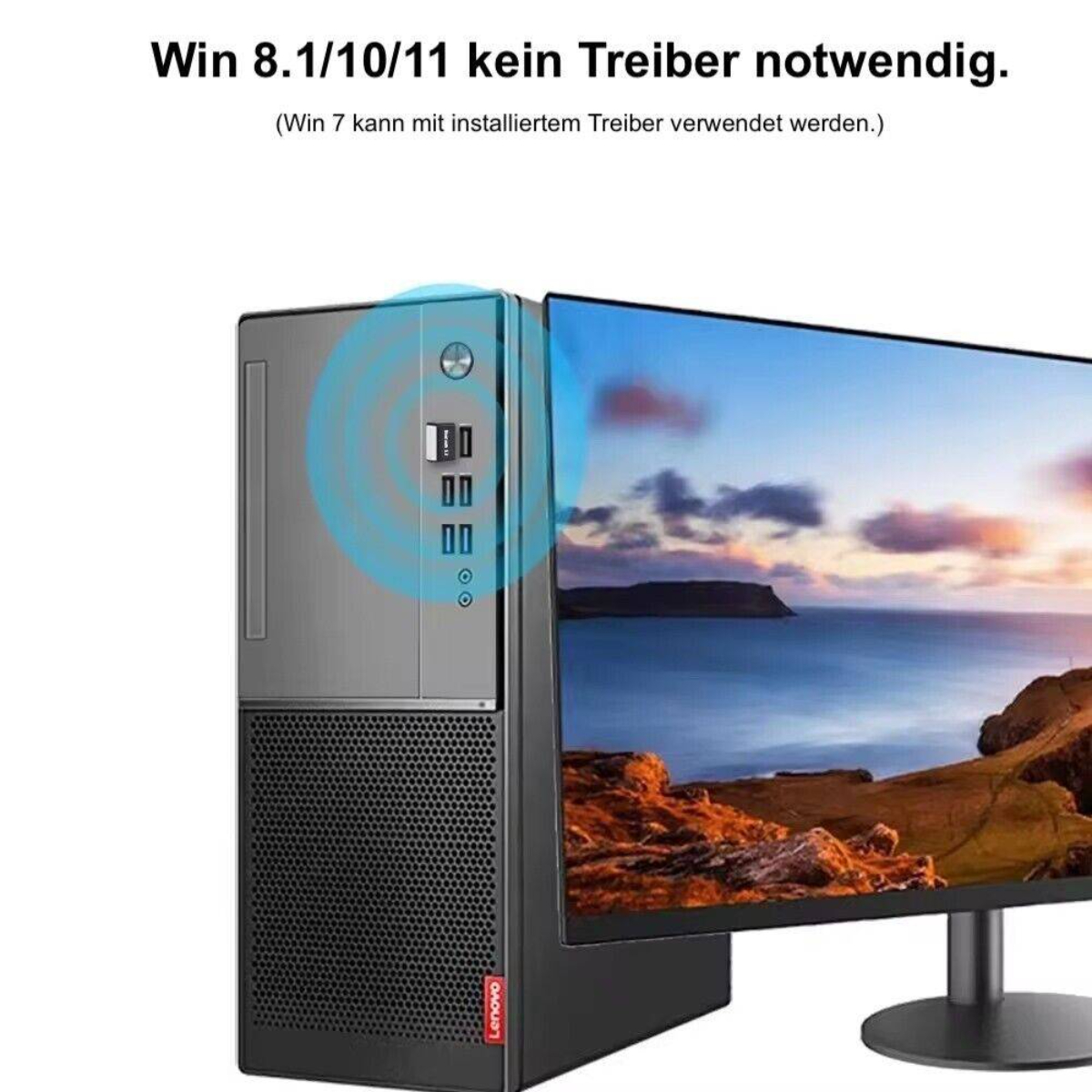Schwarzer Desktop-Computer mit Monitor auf weißem Hintergrund.