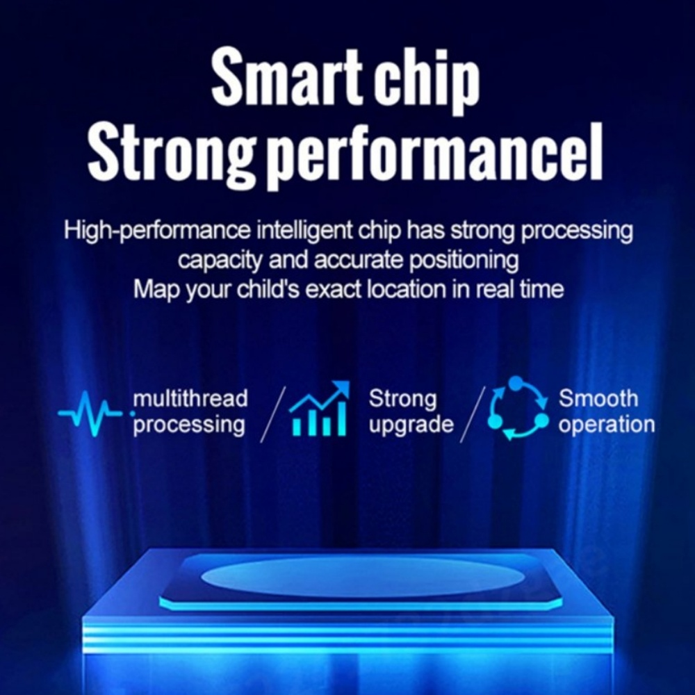 Grafik zeigt einen Smart Chip mit Text und Symbolen, die Verarbeitung und Standortverfolgung darstellen.