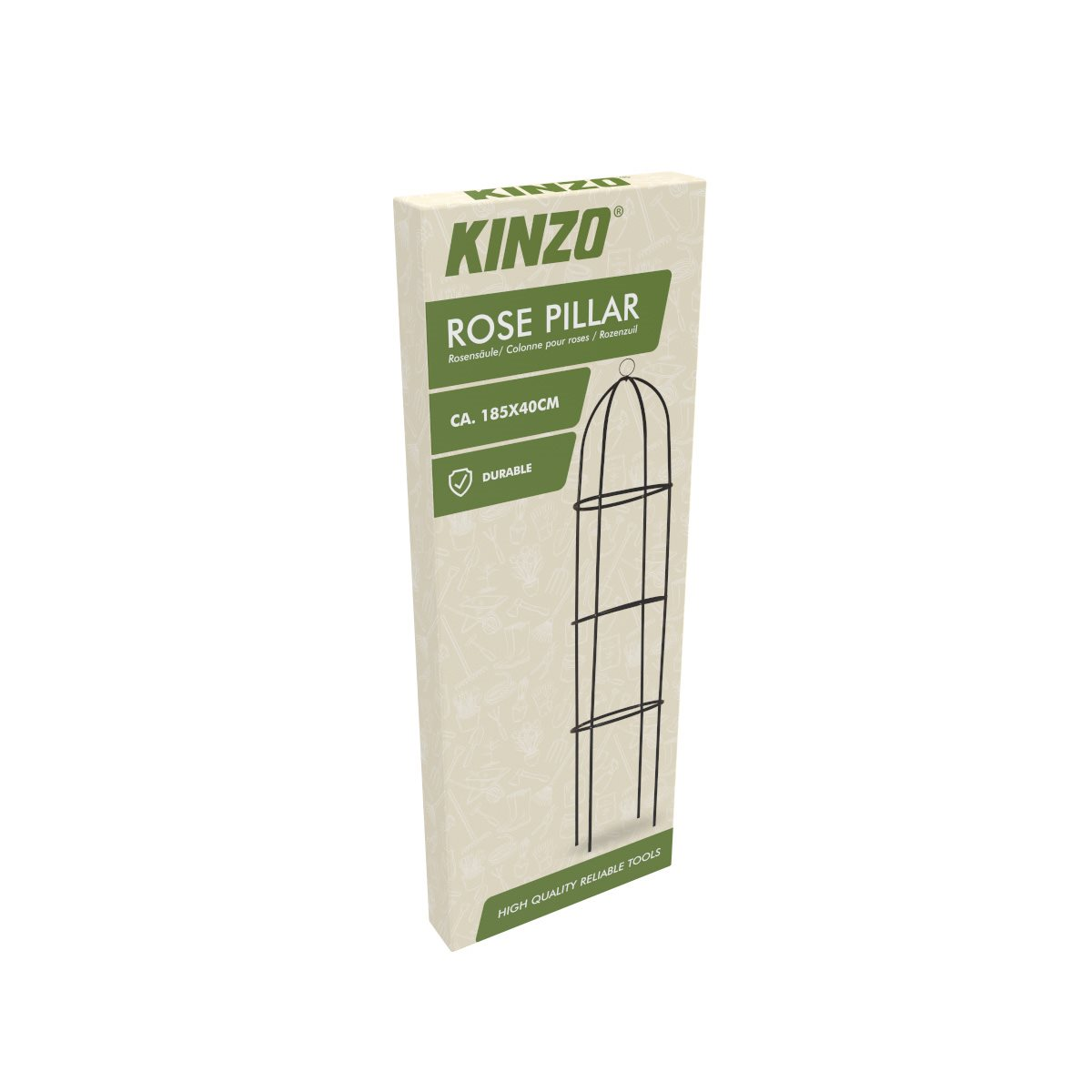 A white and green box with a black rose pillar. Text on the box says Kinzo Rose Pillar.
