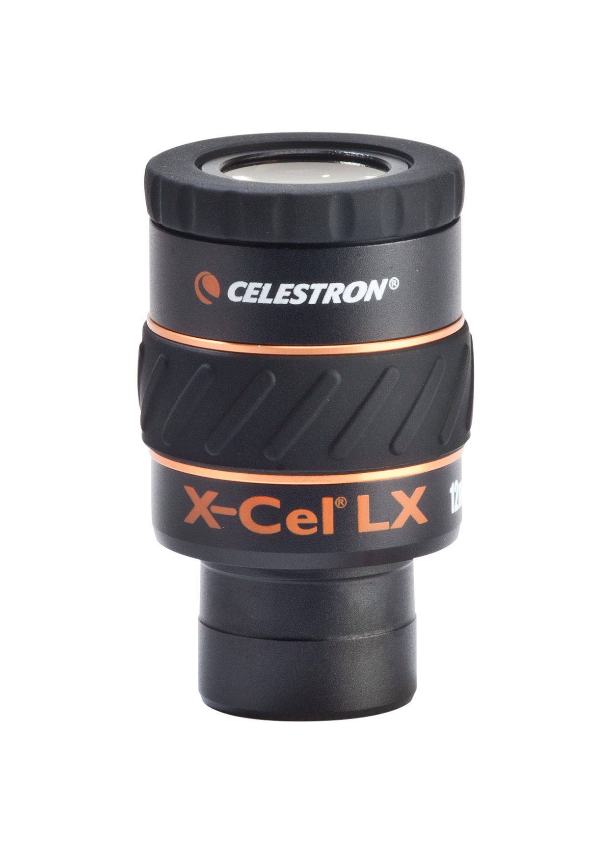 Schwarzes Teleskopokular. Es hat einen strukturierten Griff und den Markennamen 'Celestron' an der Seite.