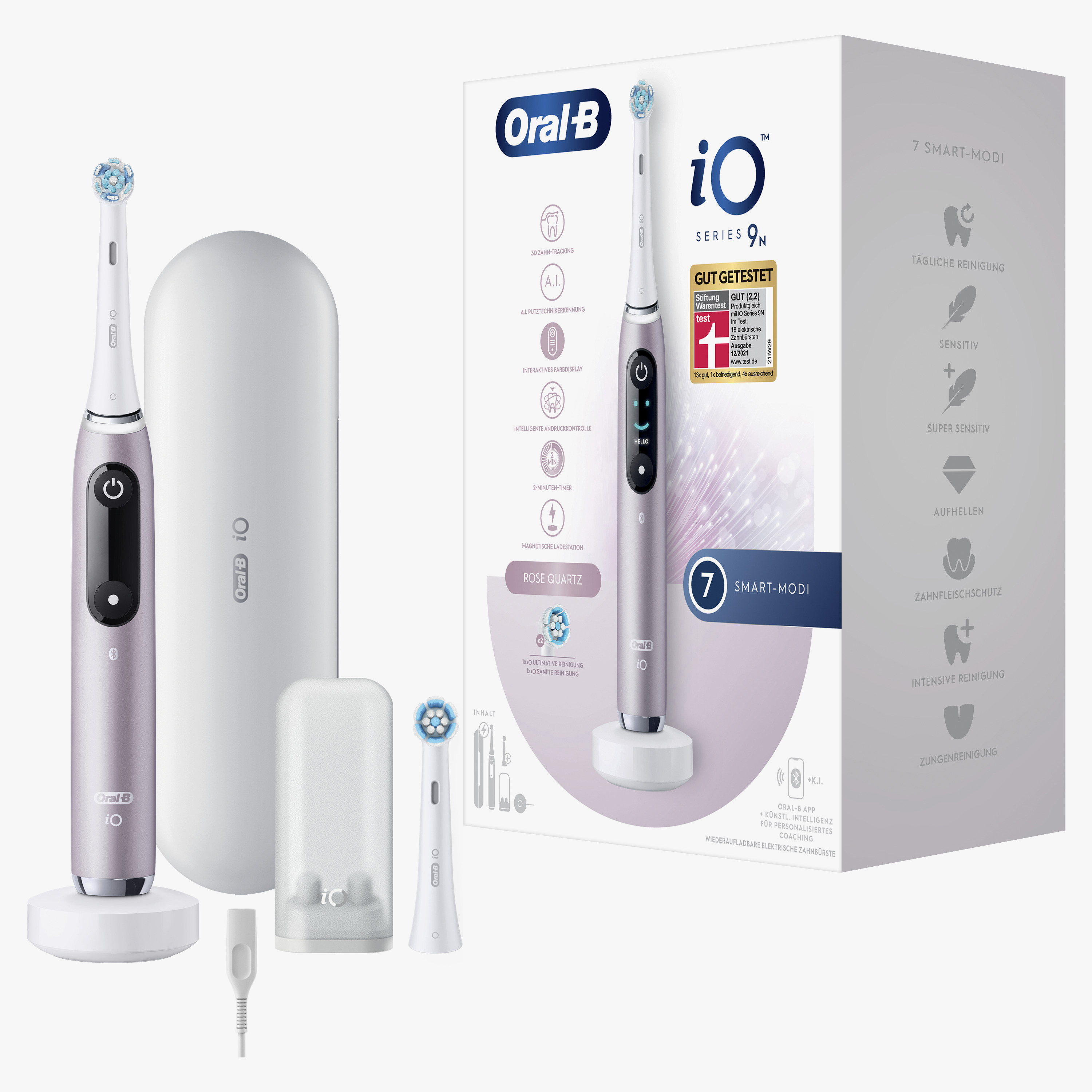 Szczoteczka elektryczna Oral-B iO Series 9N w pudełku, z akcesoriami, Różowy Kwarc.