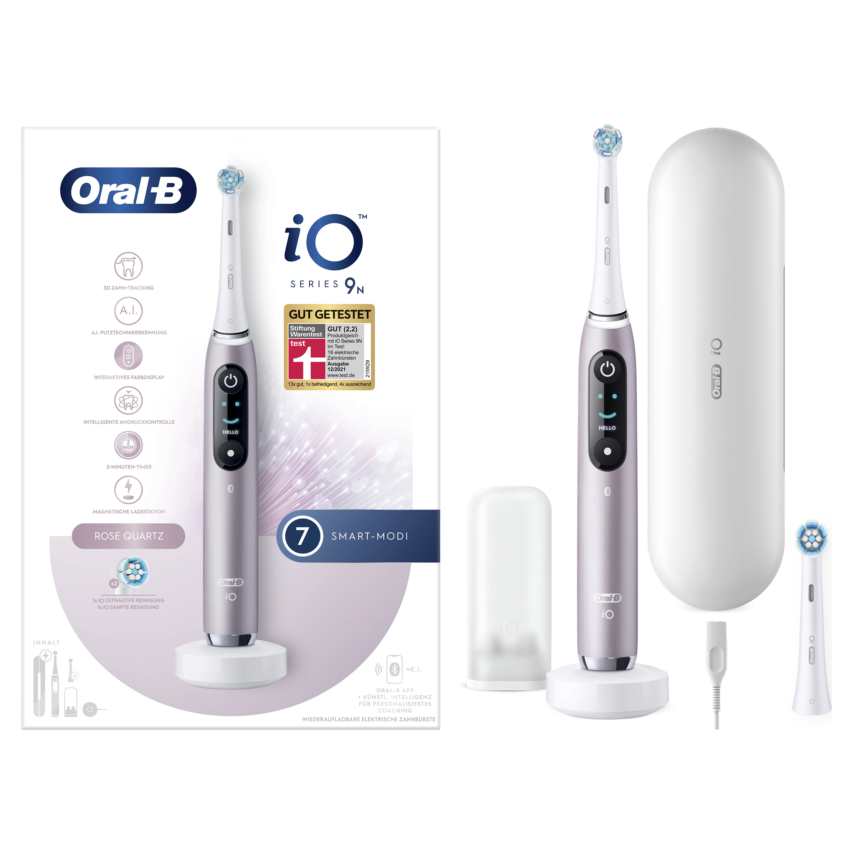 Szczoteczka elektryczna Oral-B iO Series 9N, ze stacją ładującą, etui i dodatkową główką.