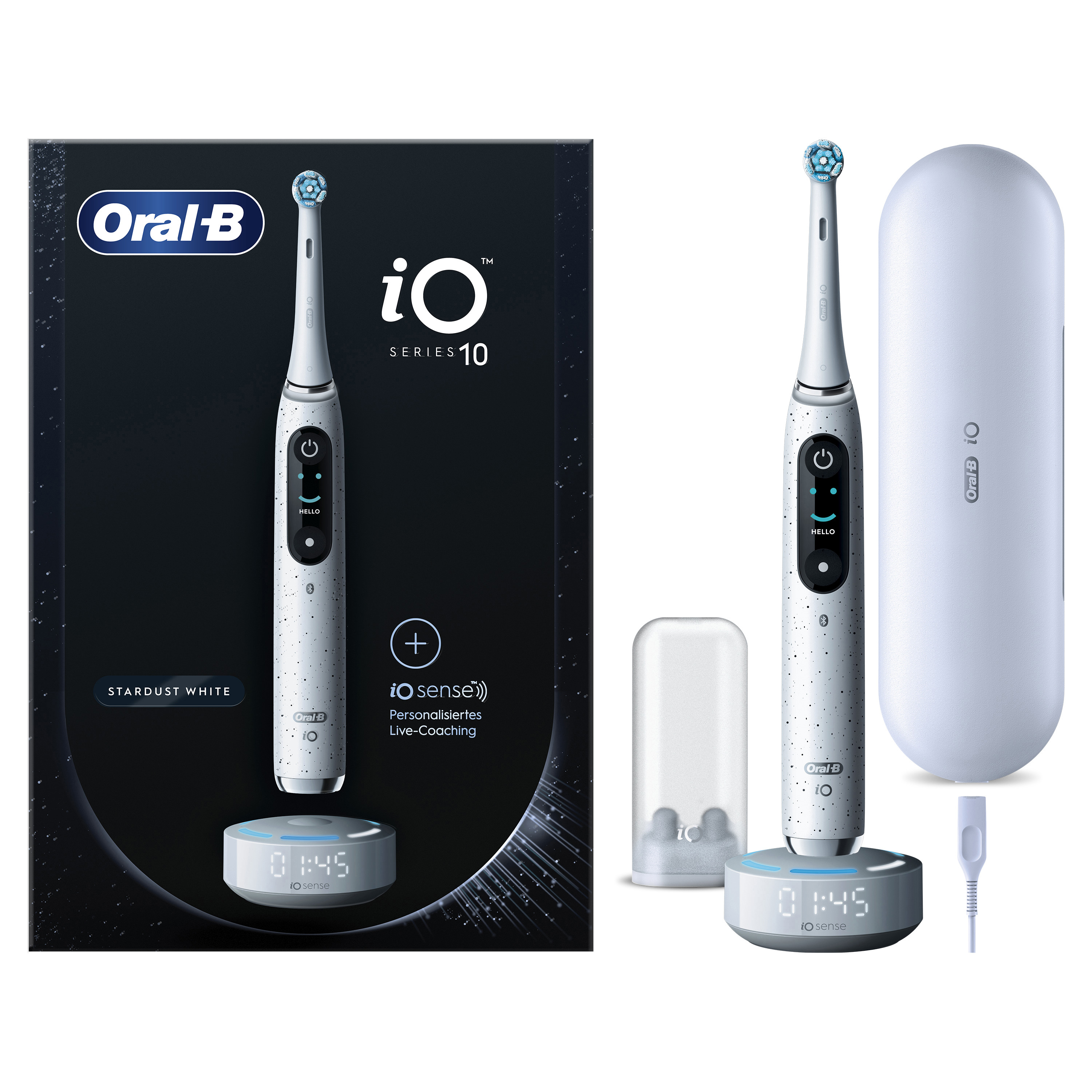 Szczoteczka do zębów Oral-B iO Series 10 z akcesoriami. Produkt w pudełku z ładowarką.
