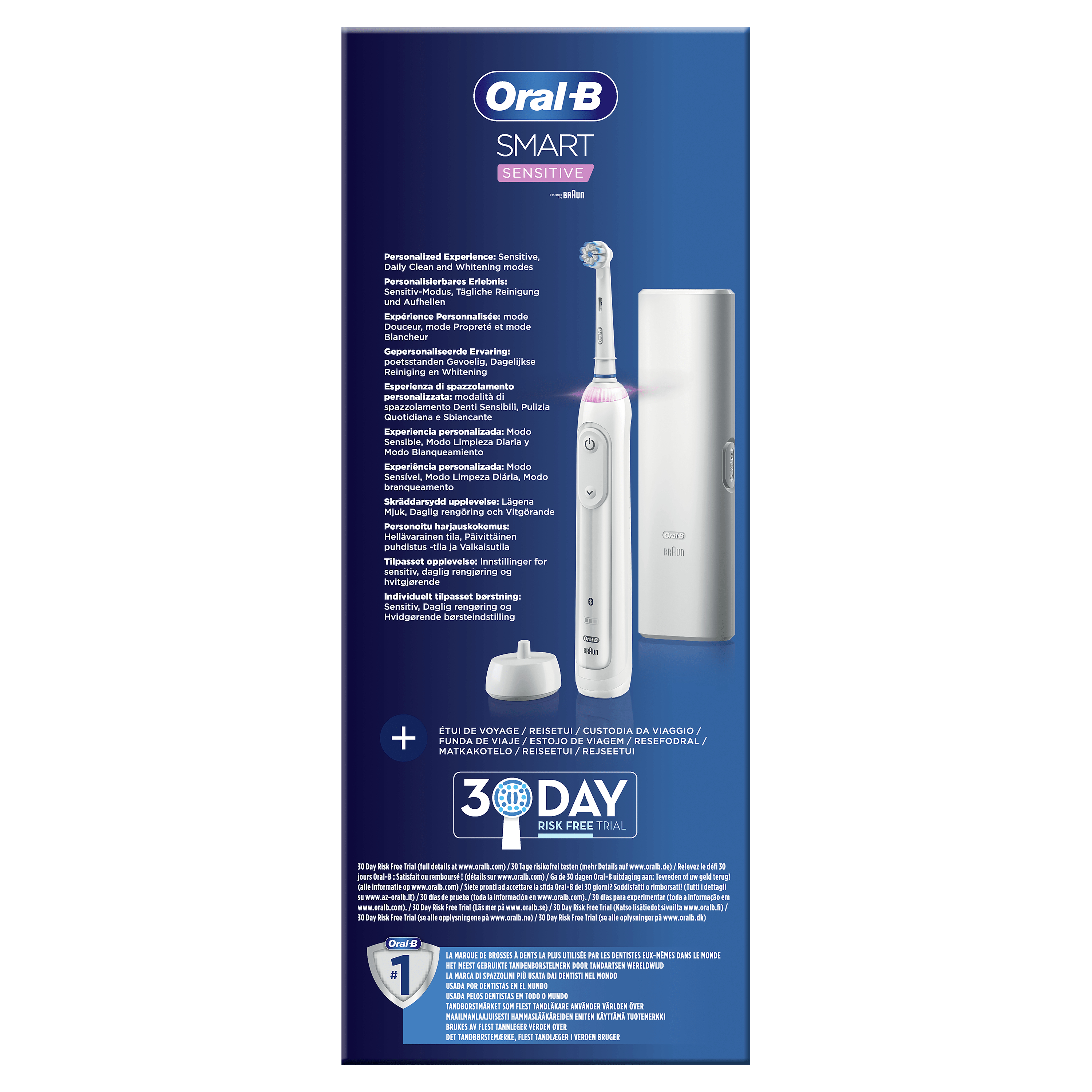 Cepillo de dientes eléctrico Oral-B Smart Sensitive en caja, con accesorios.