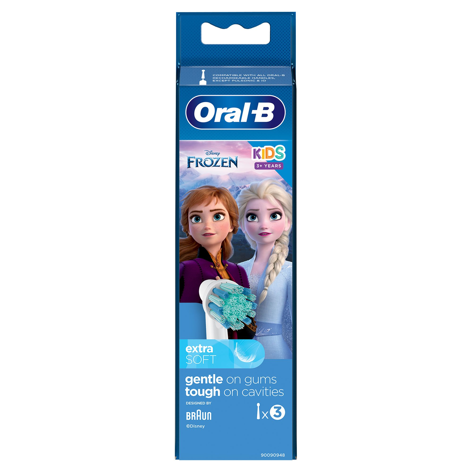 Oral-B Kids Zahnbürstenverpackung mit Anna und Elsa aus Frozen. Es wurde von Braun entworfen.