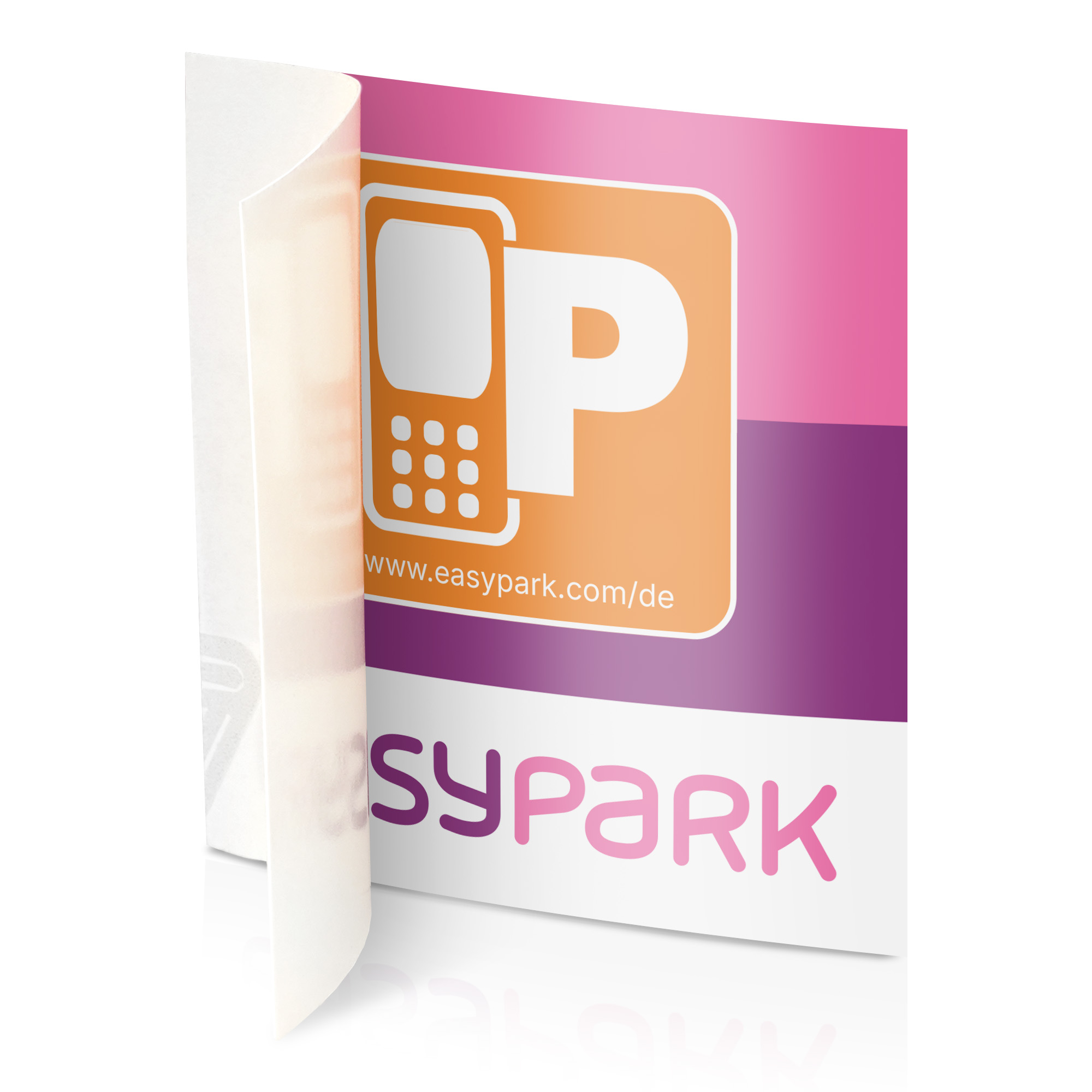 Ein Flyer mit einem Telefonlogo und dem Text EasyPark.