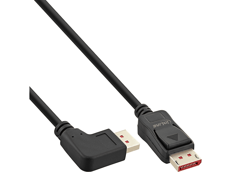 Câble DisplayPort 1.4 InLine 8K/4K - 2m Noir/Doré - Connecteur Coudé