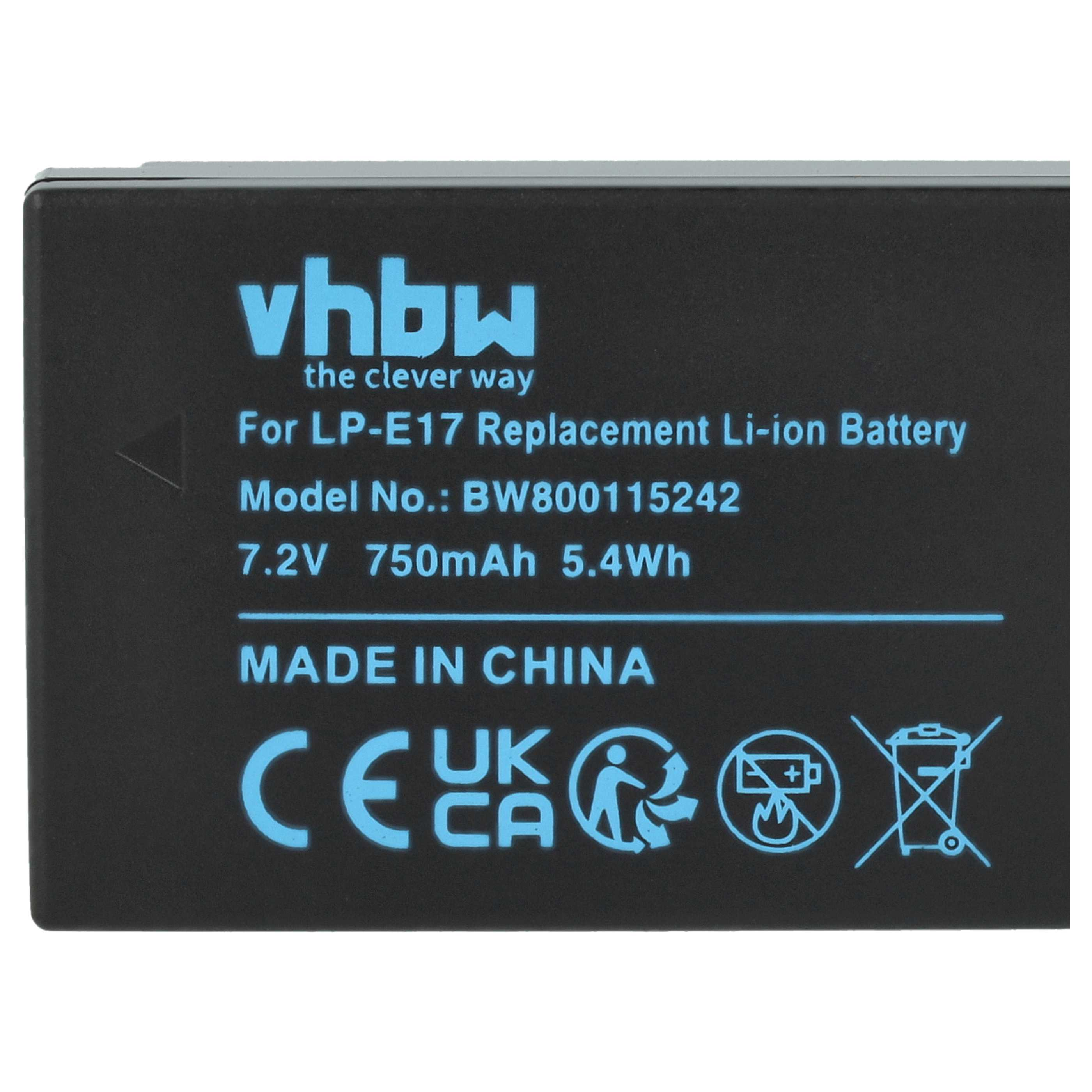 Eine schwarze Batterie mit weißem Text auf blauem Hintergrund.